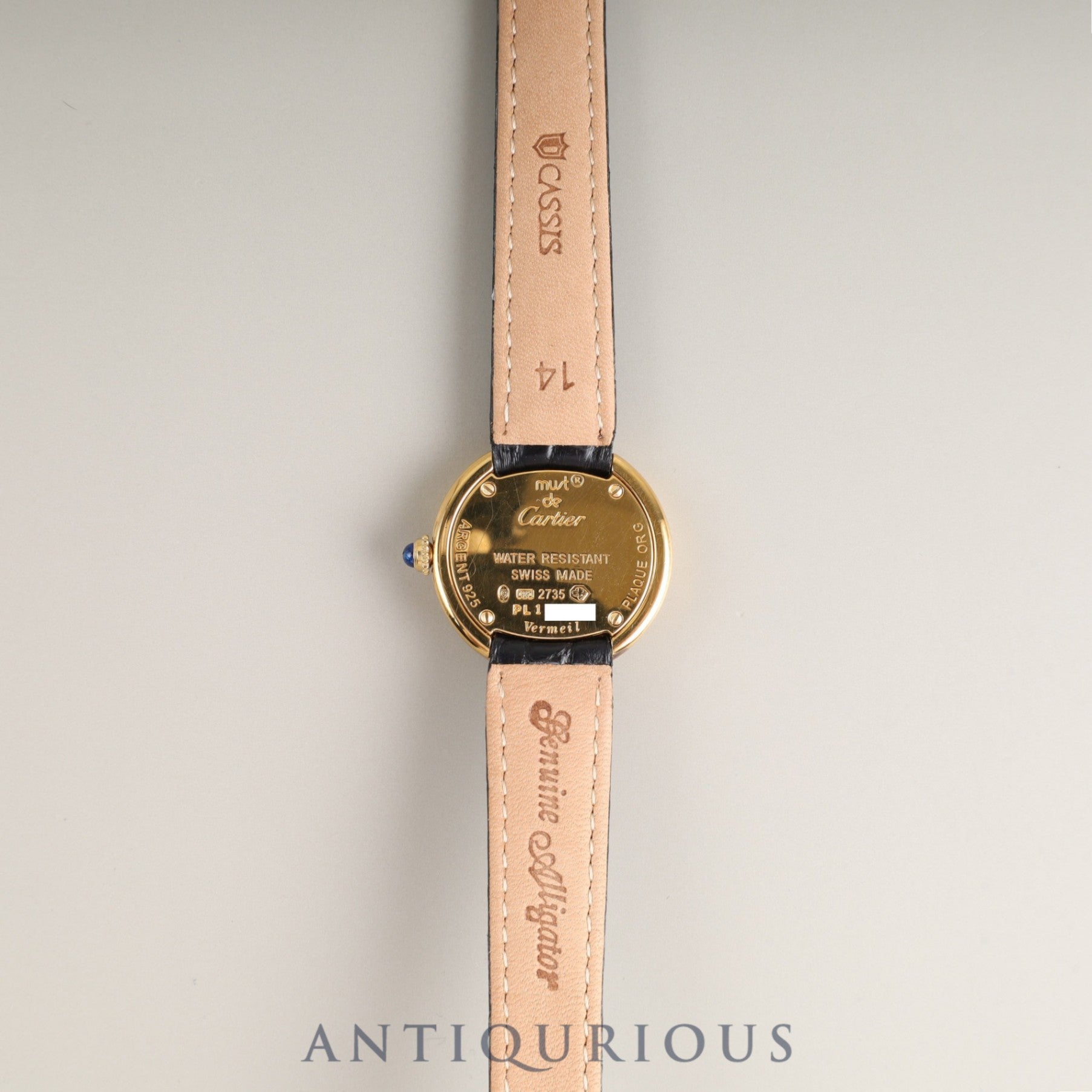 カルティエ マストトリニティ 2735 クォーツ Cal.157 SV925 革 純正Dバックル(GP)ホワイト飛びアラビア文字盤 オーバーホール済み