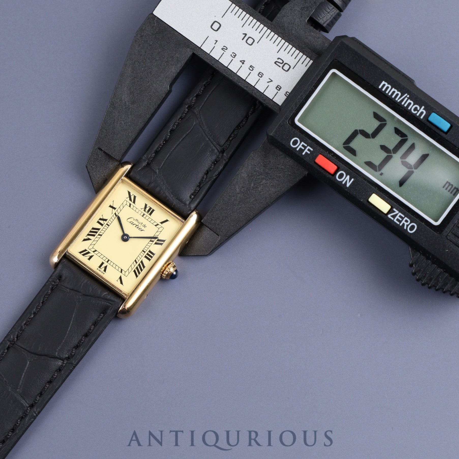 Cartier Must Tank LM W1002753 / 590005 Quartz Cal.90 SV925 Leather Genuine Buckle (GP) Roman Ivory Dial Mid 1980s - 1994 Overhauled