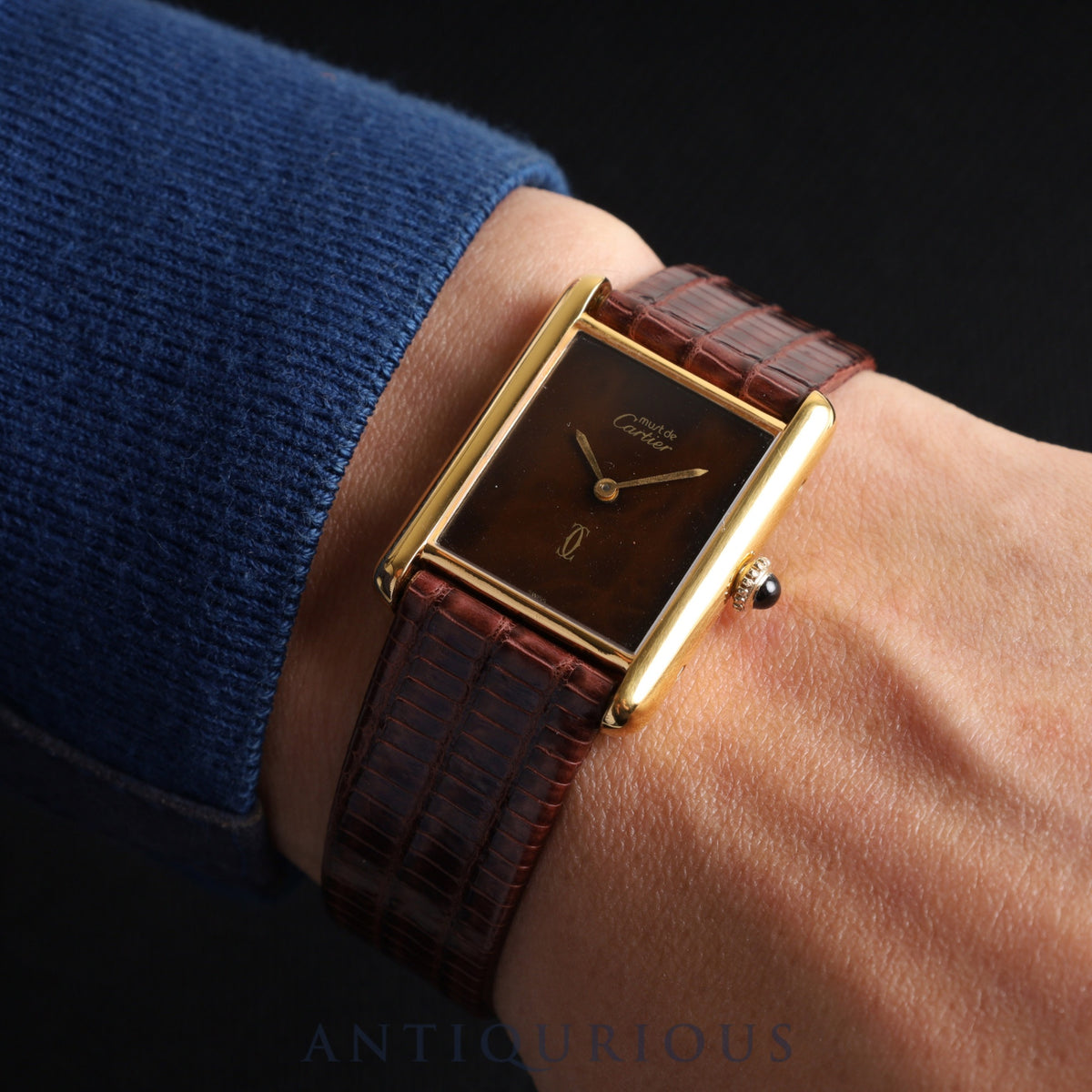 Cartier Must Tank LM Manual winding Cal.78-1 SV925 Leather Genuine buckle (GP) Mahogany dial Overhauled New finish