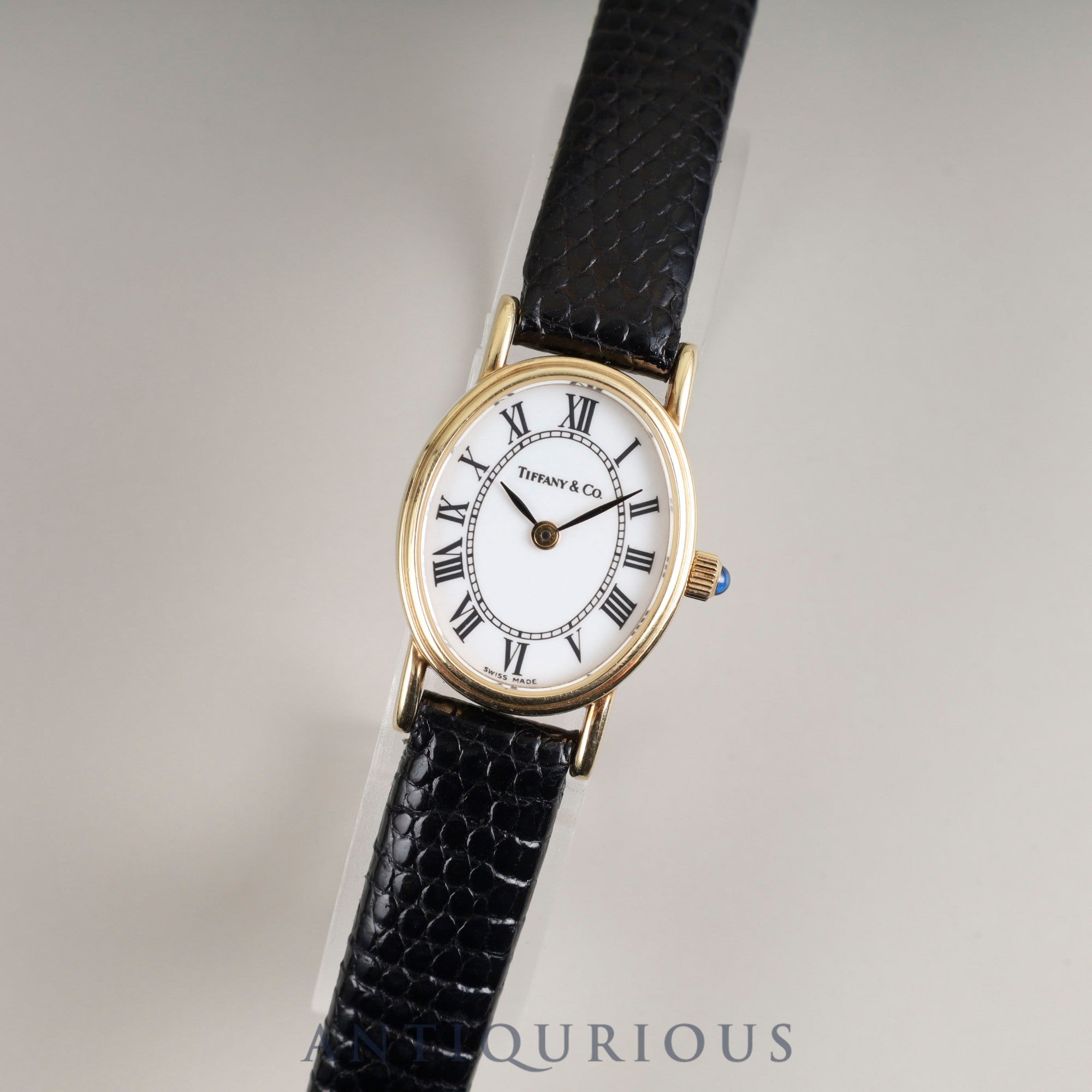ティファニー オーバル クォーツ Cal.976.001 14K 純正革ベルト 純正尾錠(GP) ホワイトローマン文字盤 箱 オーバーホール済み