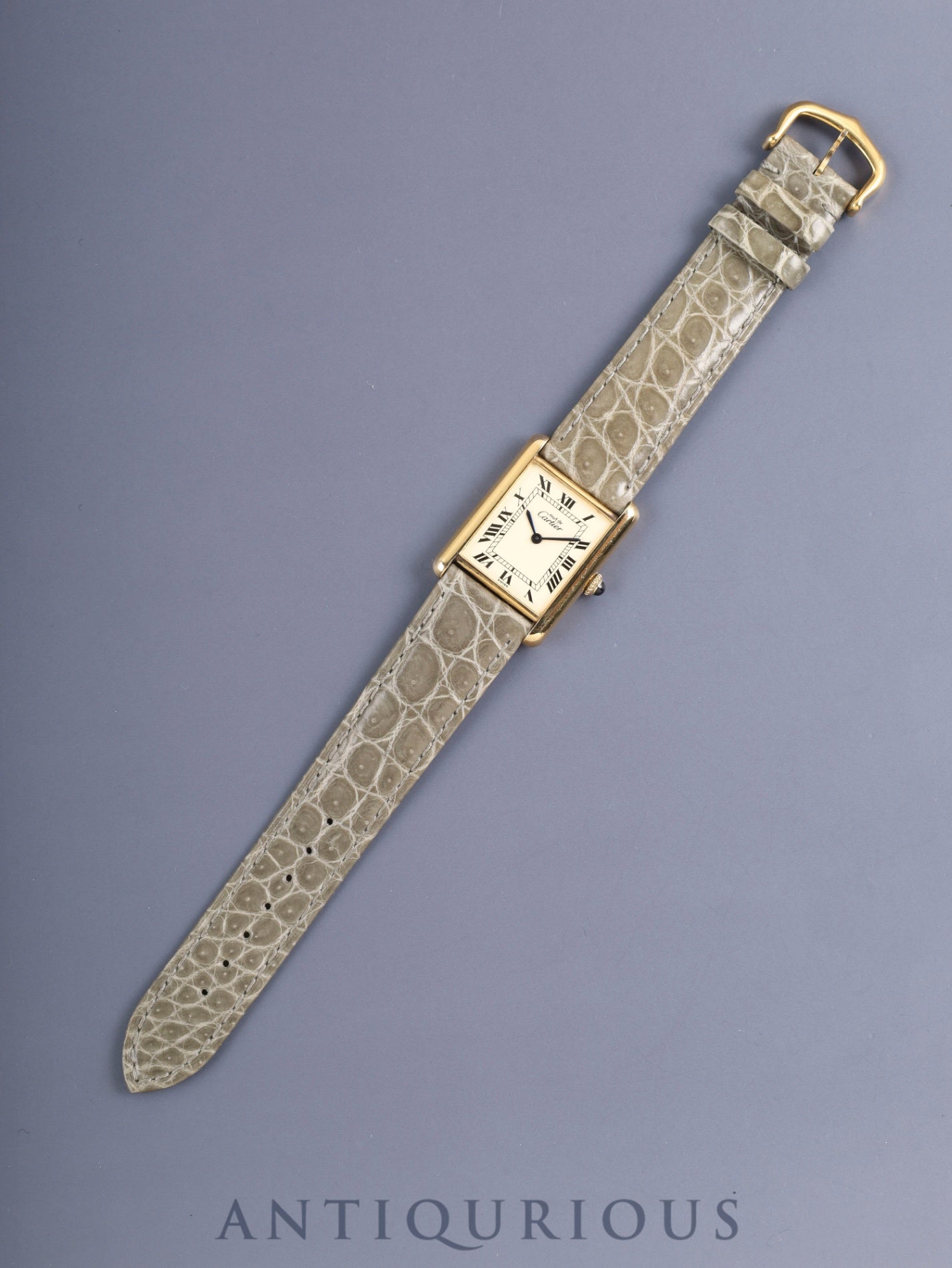 Cartier Must Tank LM Hand-wound Cal.78-1 SV925 Genuine Leather Strap Genuine Pin Buckle (GP) Ivory Roman Dial (SWISS marking) Warranty (1982) Overhauled