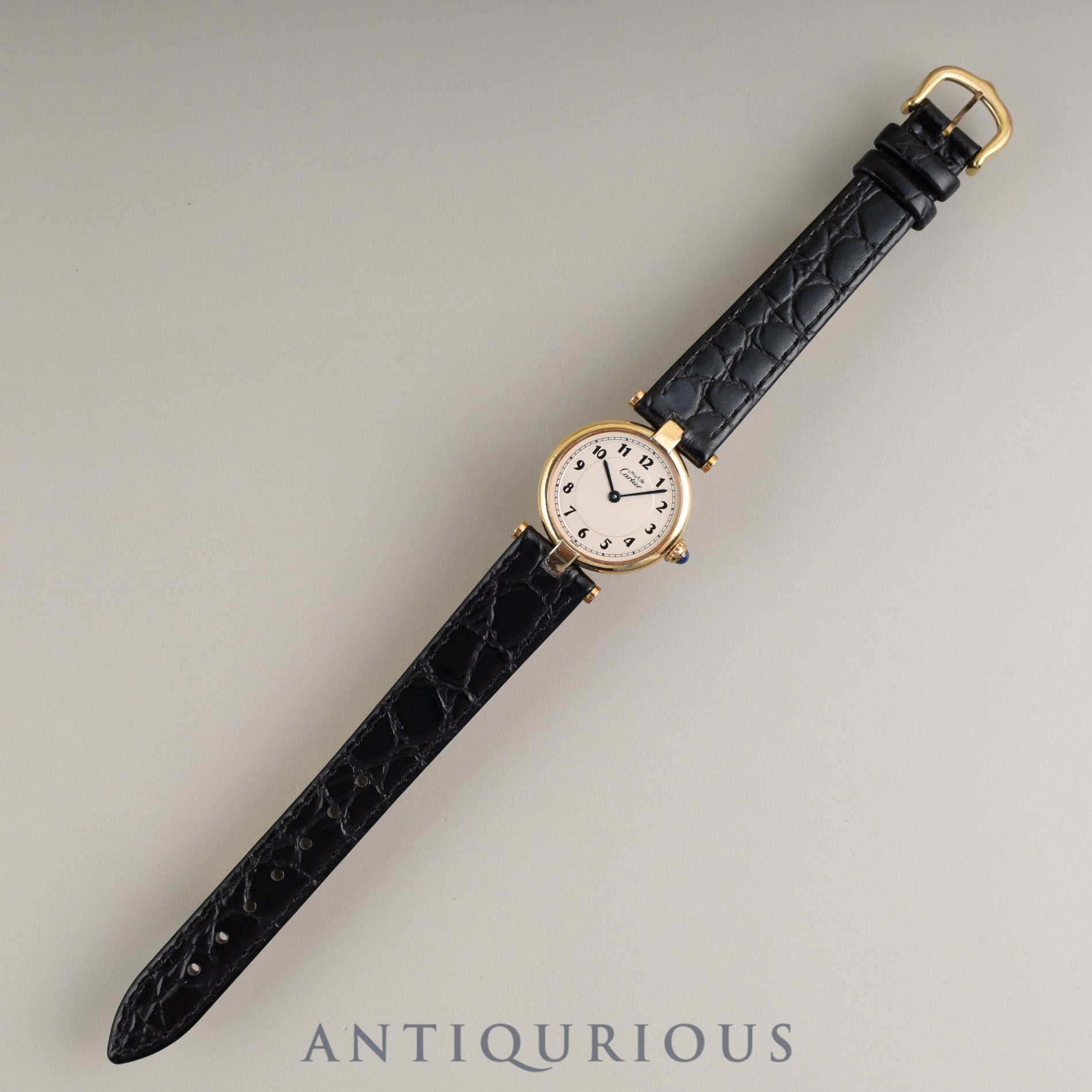 カルティエ マスト ヴァンドーム VLC SM 590004 クォーツ Cal.90 SV925 革 純正尾錠(GP)アラビア文字盤 オーバーホール済み