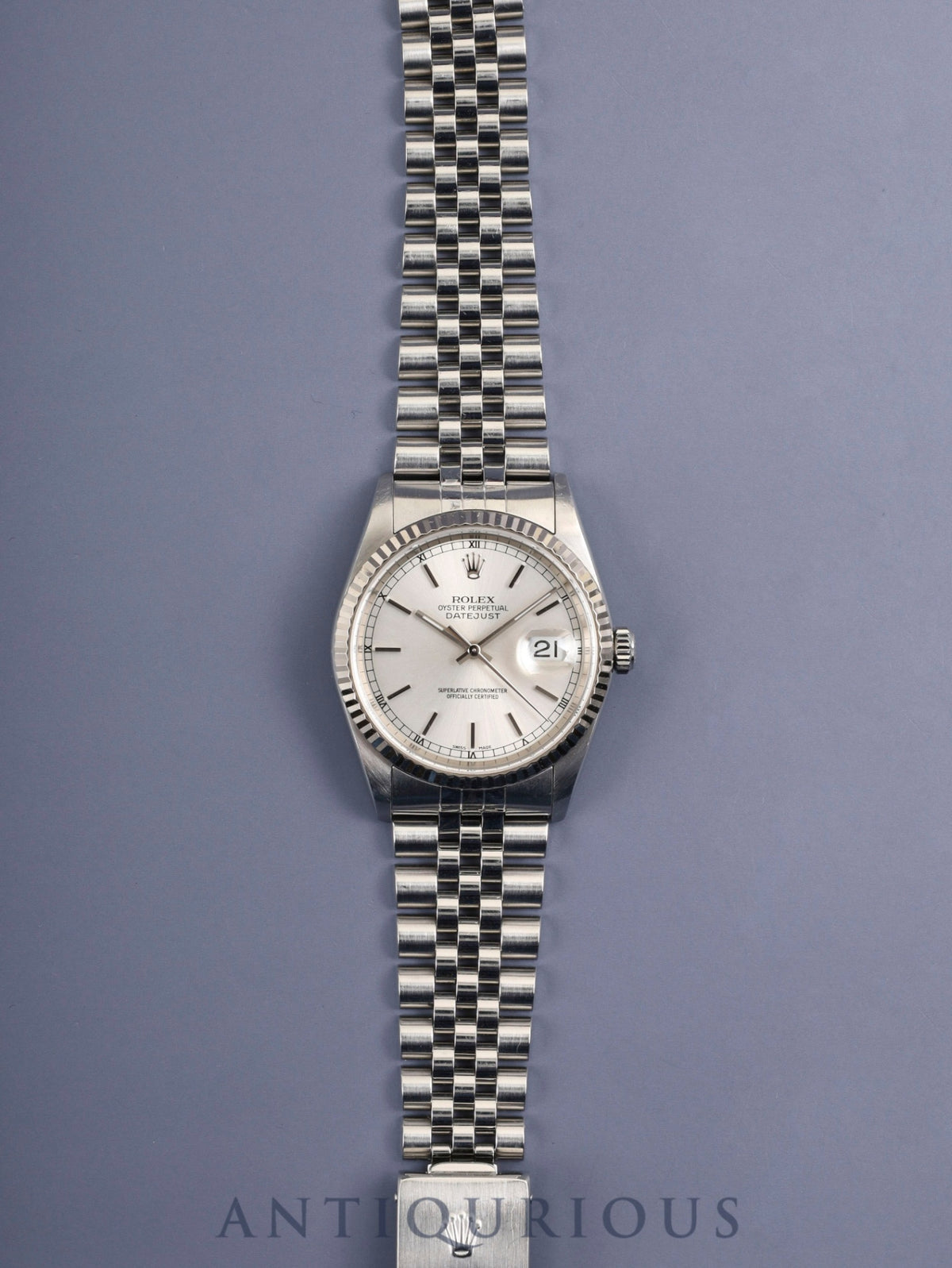 Rolex Datejust 16234 Automatic Caliber 3135 Stainless Steel/White Steel Silver Dial K Series (2001) Overhauled