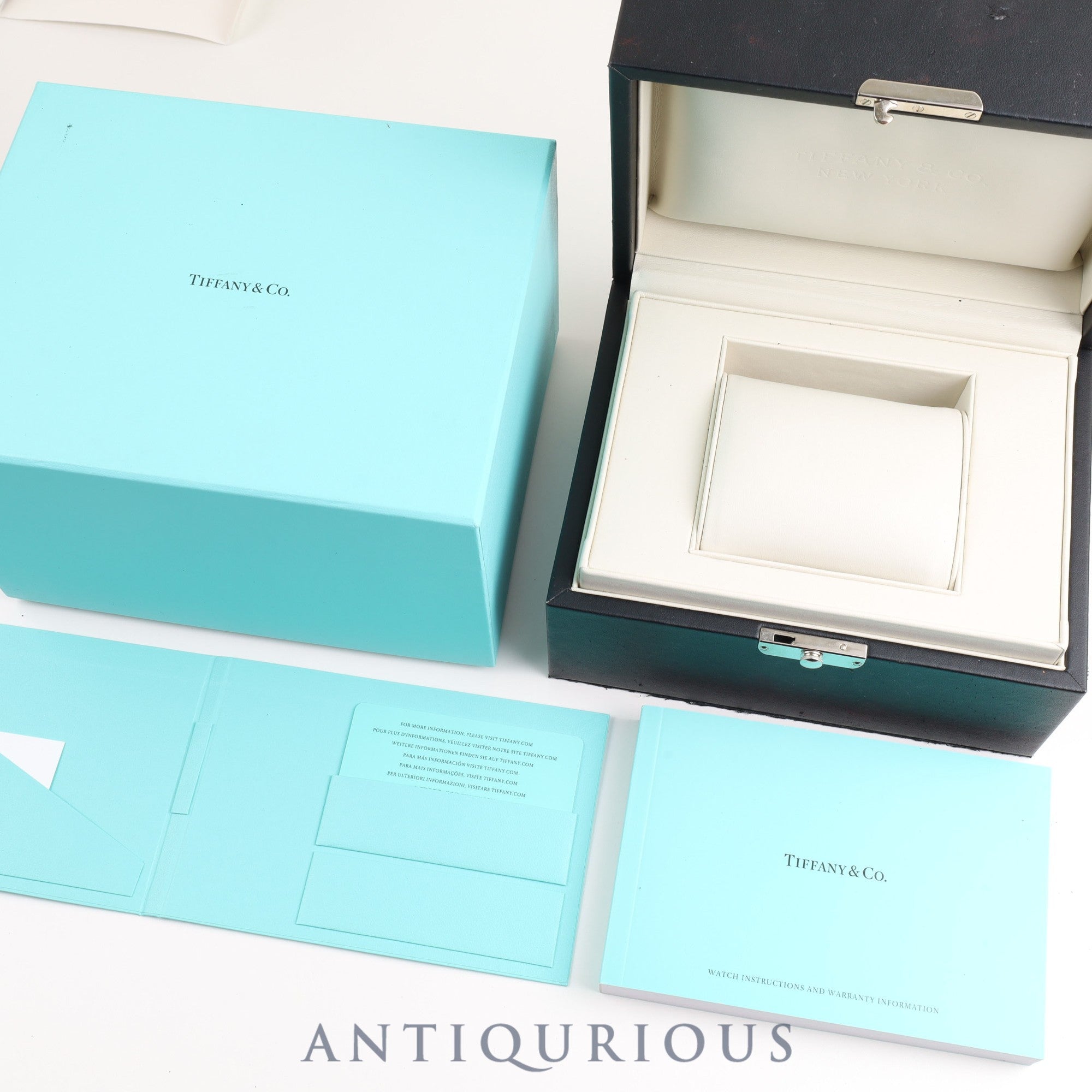 Tiffany East West 37447102 Quartz SS Genuine leather strap Genuine buckle (SS) Arabic dial Warranty (2016) Box Booklet Overhauled