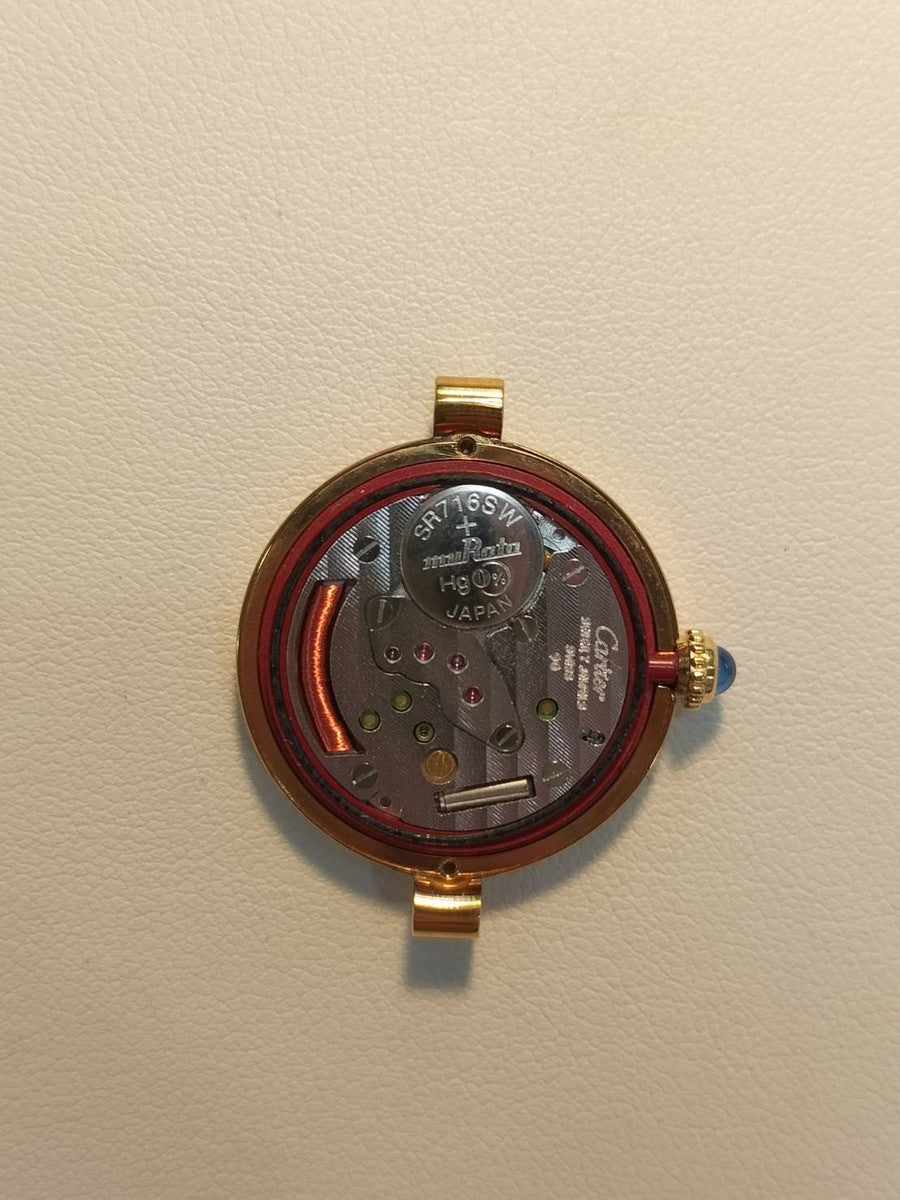 Cartier Must Vendôme VLC SM 590004 Quartz Caliber 90 SV925 Leather Strap with Genuine GP Buckle, Ivory 4-Point Roman Dial, Overhauled