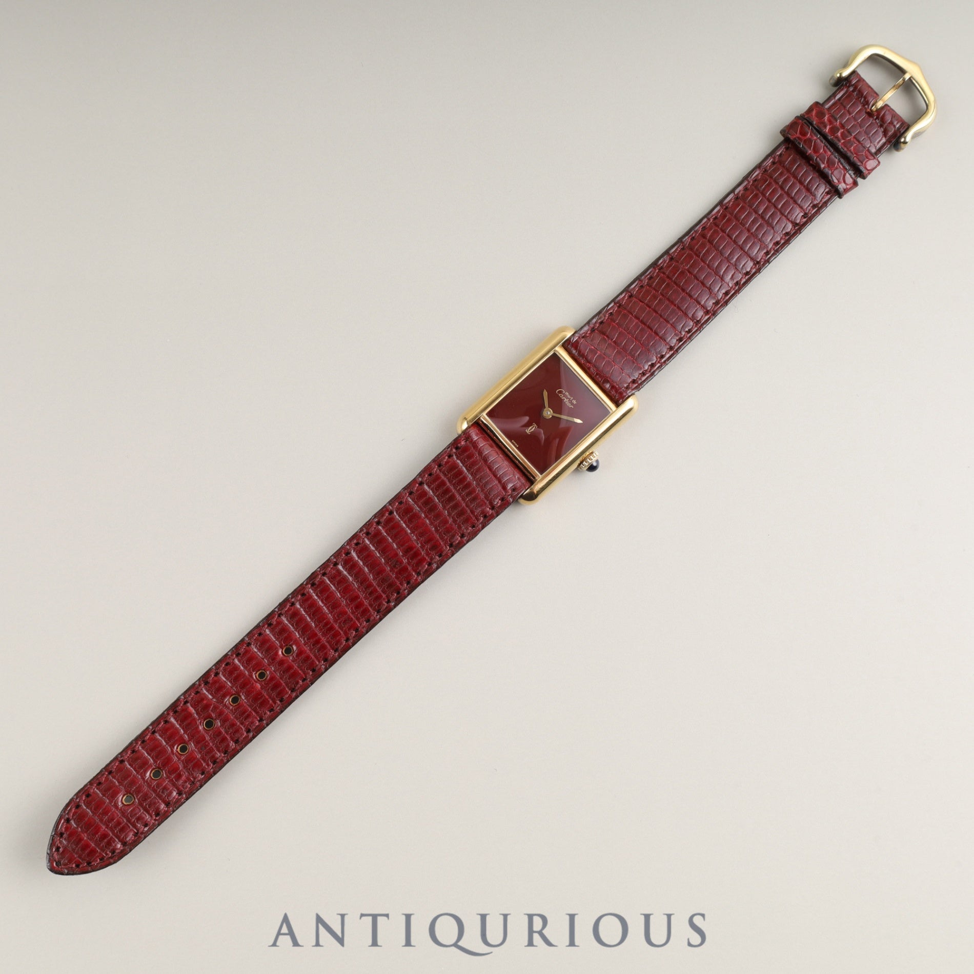 Cartier Must Tank SM Manual winding SV925 Genuine leather strap Genuine buckle (GP) Garnet dial Bordeaux dial Overhauled