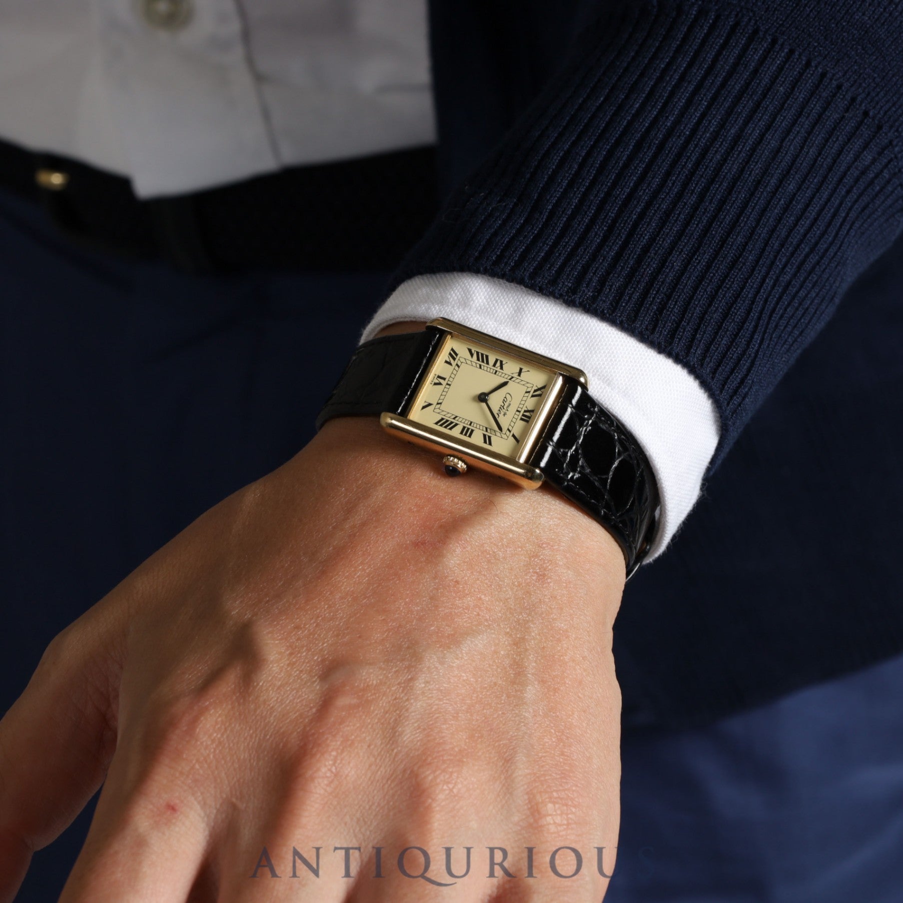 Cartier Must Tank LM Manual winding Cal.78-1 SV925 Leather Genuine buckle Ivory Roman dial Circa 1976-Early 1980s Overhauled