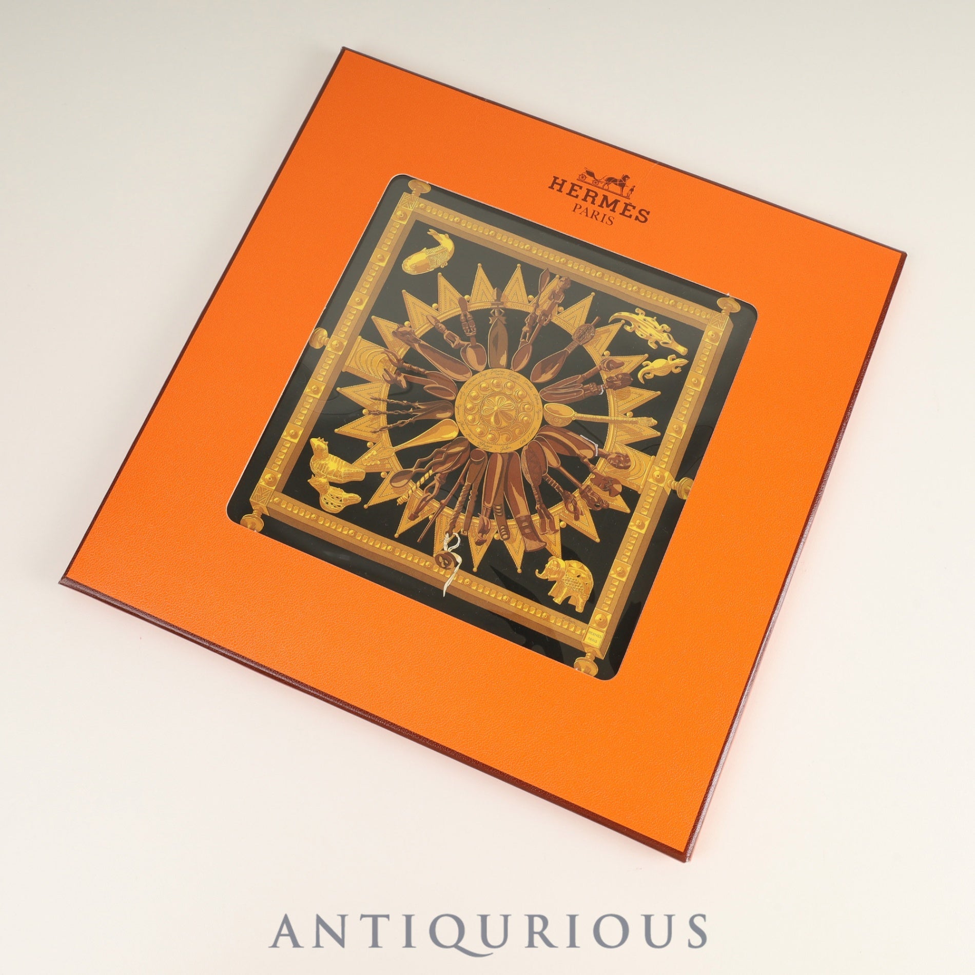 Hermes Scarf Carre 90 CUILLERS D'AFRIQUE African Spoon Case 100