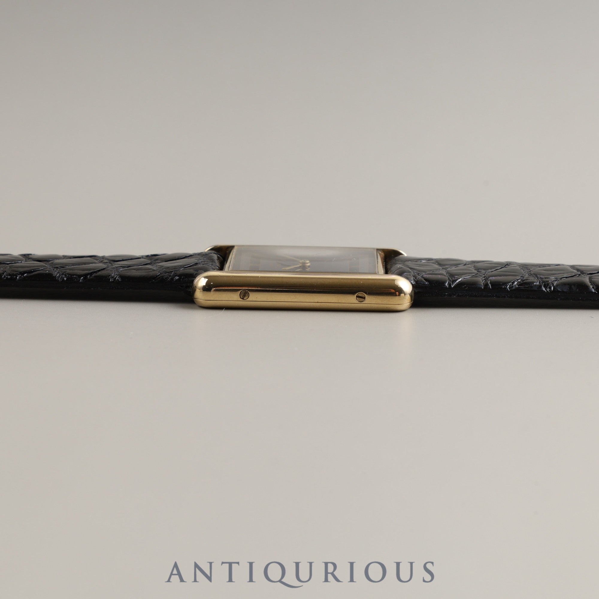 Cartier Must Tank LM QZ 6 81006 Cal.81 SV925 Leather Genuine Buckle (GP) Grey Roman Dial