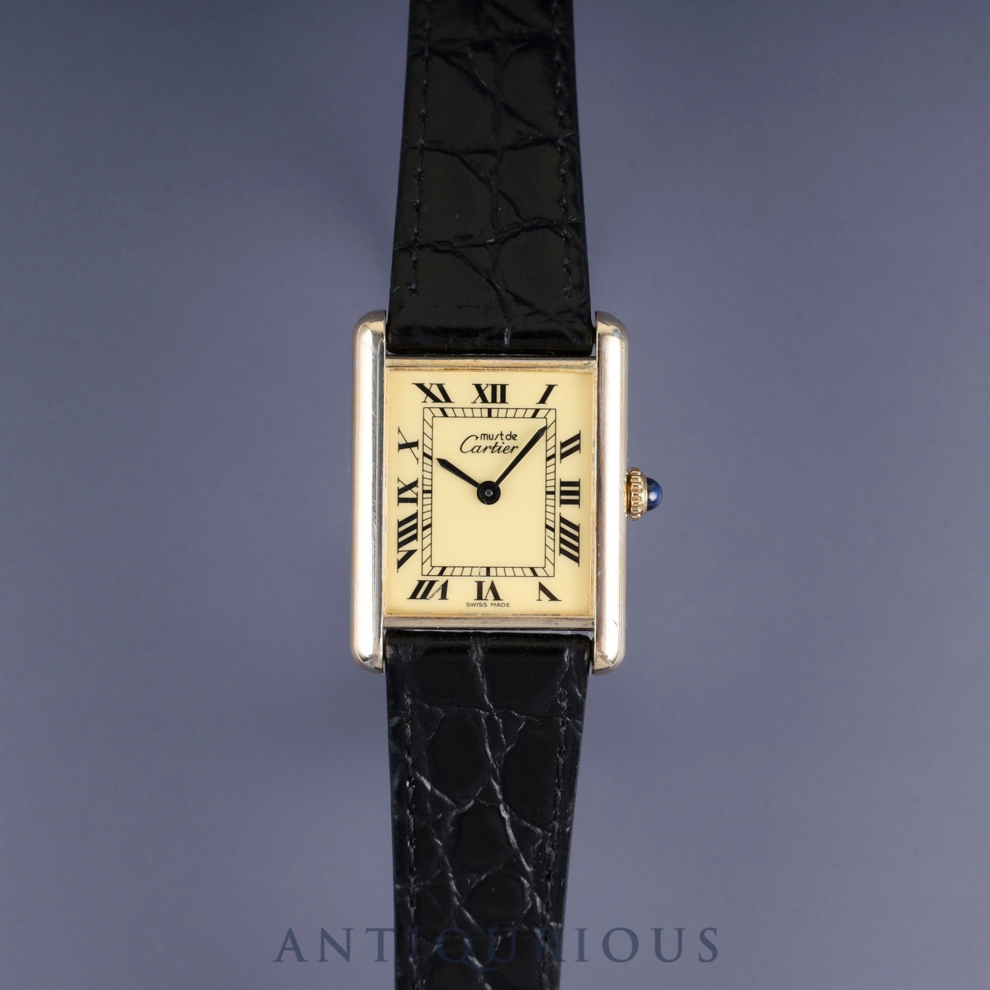 カルティエ マストタンク LM 手巻き Cal.- SV925 革 純正尾錠(GP) アイボリーローマン文字盤 カルティエブティックにてコンプリートサービス済み
