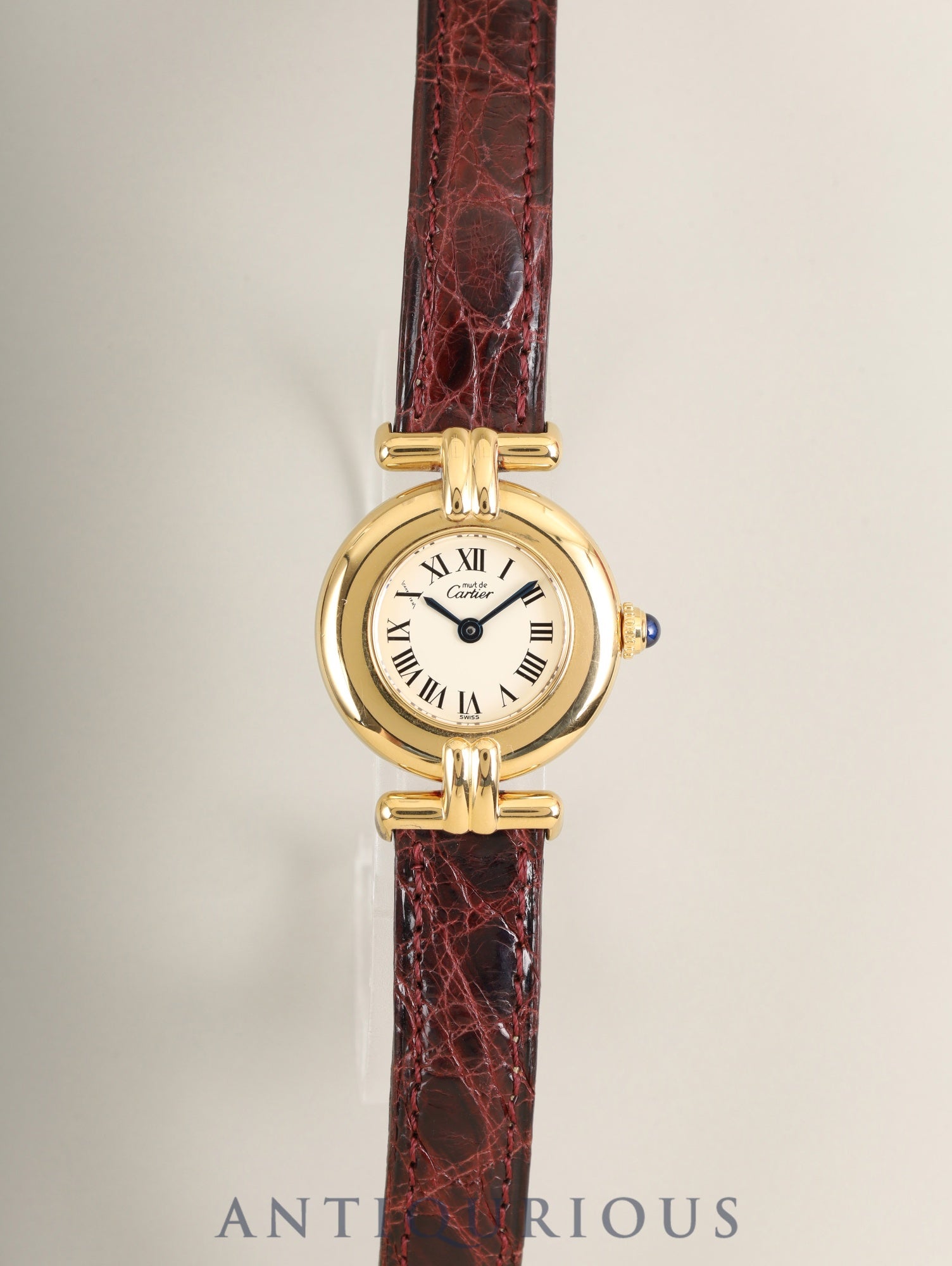 Cartier Must Colisée 590002 Quartz Cal.90 SV925 Original Leather Strap Original Pin Buckle (GP) Ivory Roman Dial (SWISS marking) Box Overhauled
