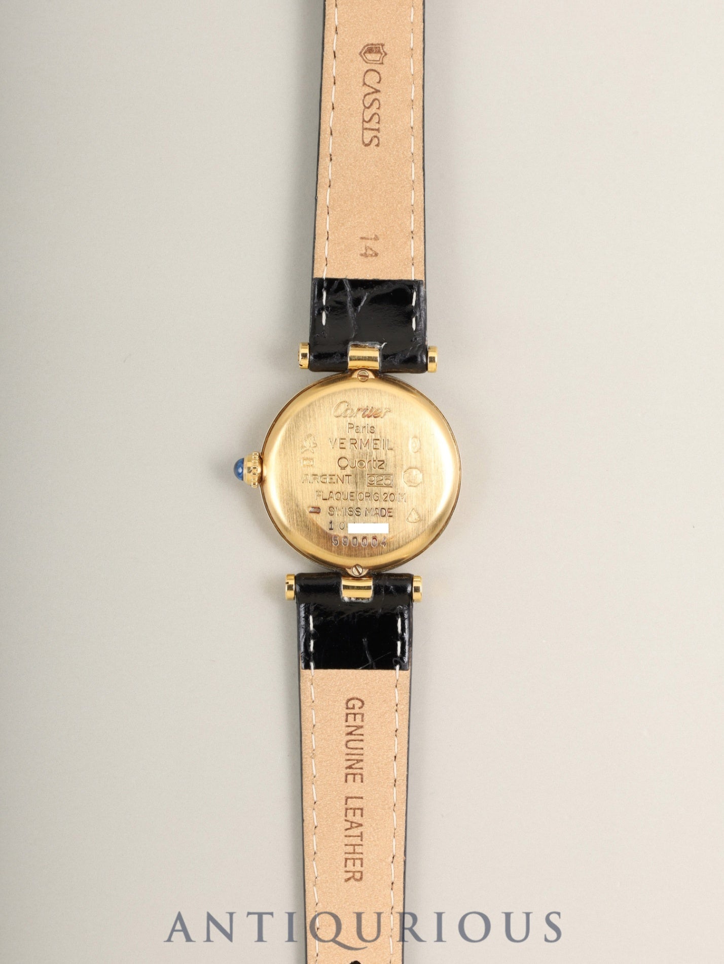 カルティエ マスト ヴァンドーム VLC SM 590004 クォーツ Cal.690 SV925 革 純正尾錠(GP)アイボリー4点ローマン文字盤 箱 冊子 保証書(1993年)オーバーホール済み