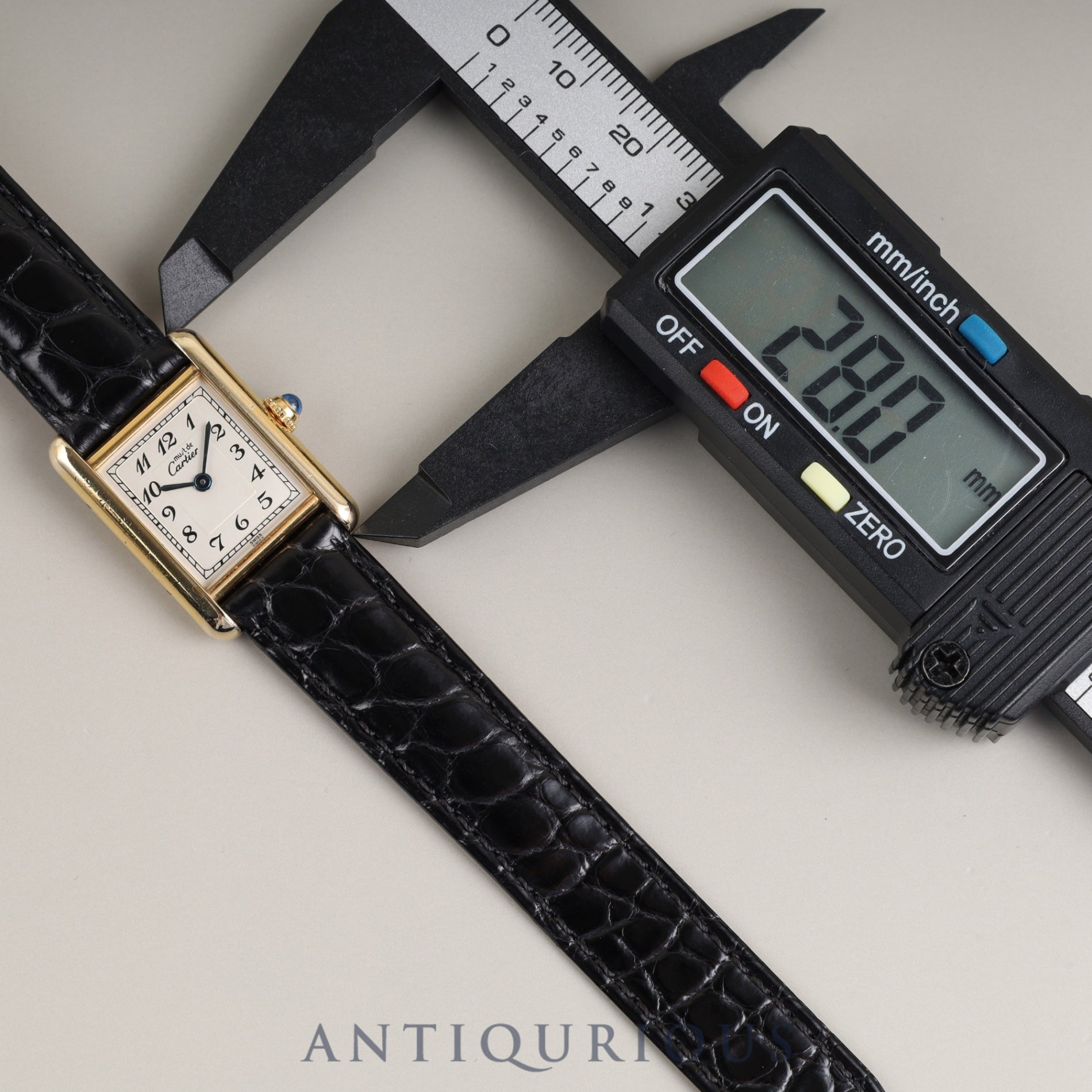 カルティエ マストタンク SM 5057001 クォーツ Cal.057 SV925 革 純正Dバックル(GP) アラビア文字盤 1982年頃~1995年頃 箱 保証書 オーバーホール済み