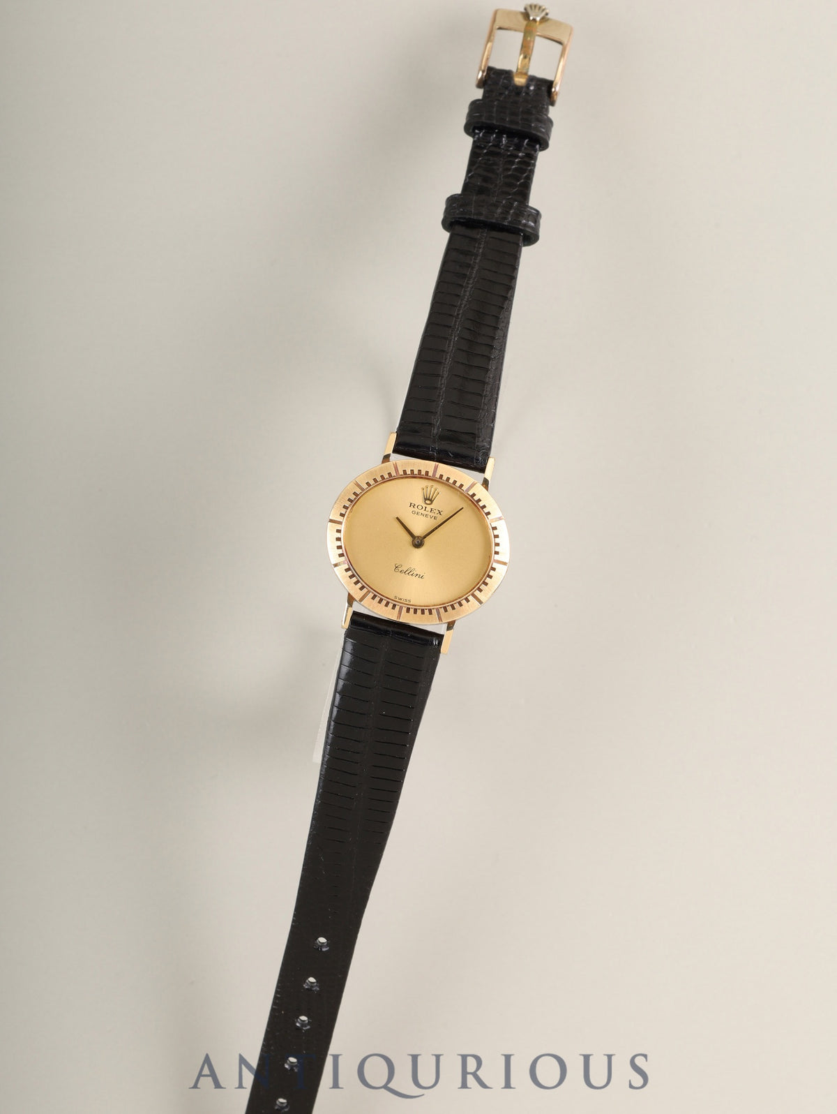 Rolex Cellini 4181 Manual Winding Cal.1600 18K Leather Genuine Pin Buckle (GP) Champagne Dial Warranty (1977) Overhauled