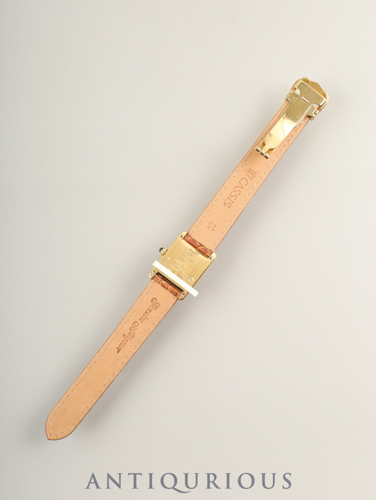 Cartier Must Tank SM 1613 Quartz Caliber 057 SV925 Leather Strap with Genuine D-Clasp (GP) Arabic CC Dial (SWISS Markings) Overhauled and Polished to Look Like New