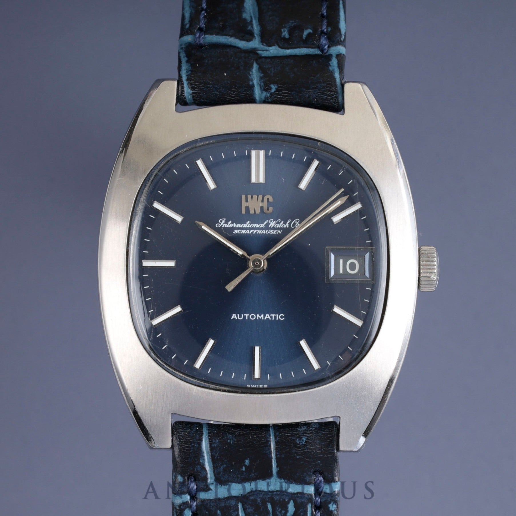 IWC オールドインター シャウハウゼン TVスクリーン 1872 自動巻き Cal.8541B SS 革 社外尾錠(SS) ブルー文字盤 オーバーホール済み アイダブリュシー