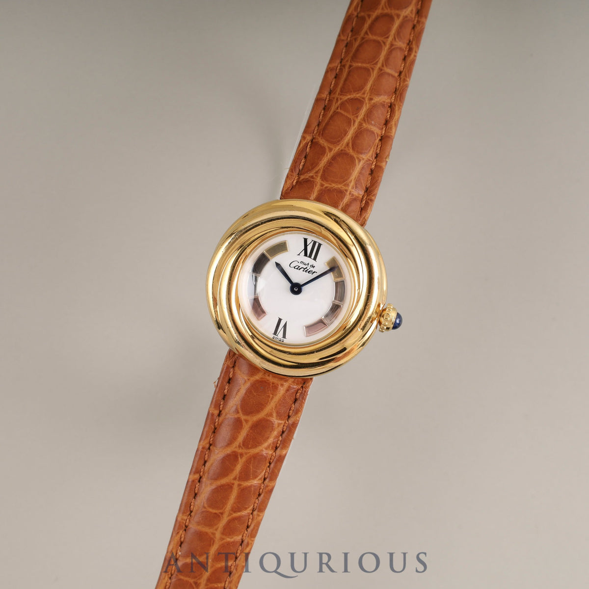 Cartier Must Trinity W1010644 / 2735 Quartz SV925 Leather Genuine D-buckle (GP) Trinity dial Complete service completed at Cartier boutique