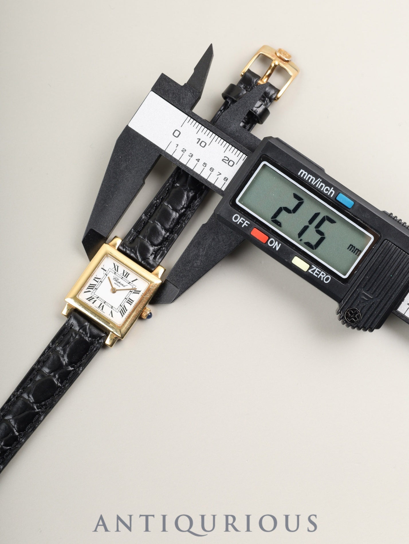 Chopard Classic Square 12/7366 Quartz Cal.976.001 750YG Leather Genuine Buckle (GP) White Roman Dial Box Booklet Warranty (2001) Genuine Strap Overhauled