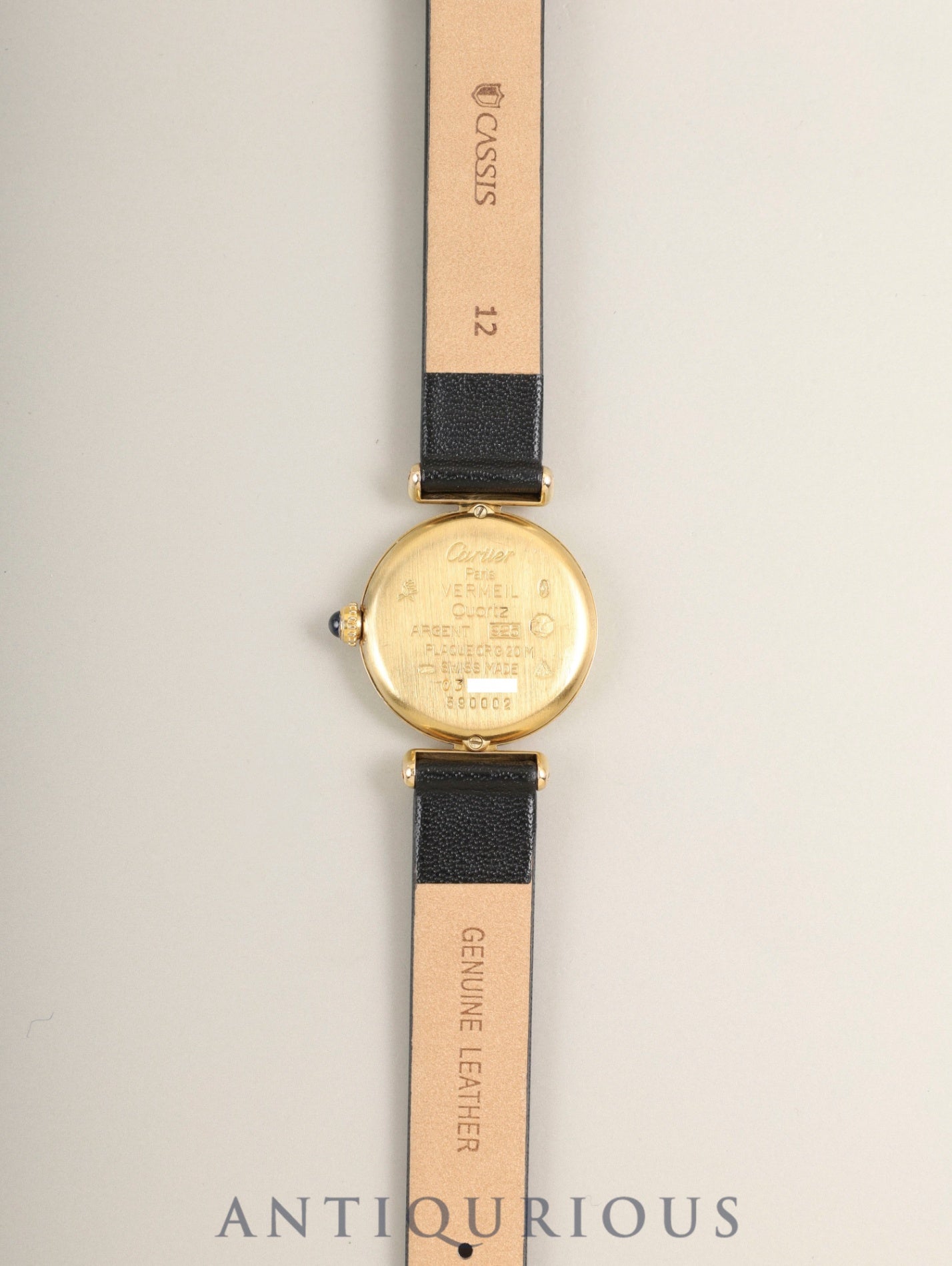 Cartier Must Colisée 590002 Quartz Cal.90 SV925 Leather Original Pin Buckle (GP) Gold Dial (SWISS marking) Overhauled
