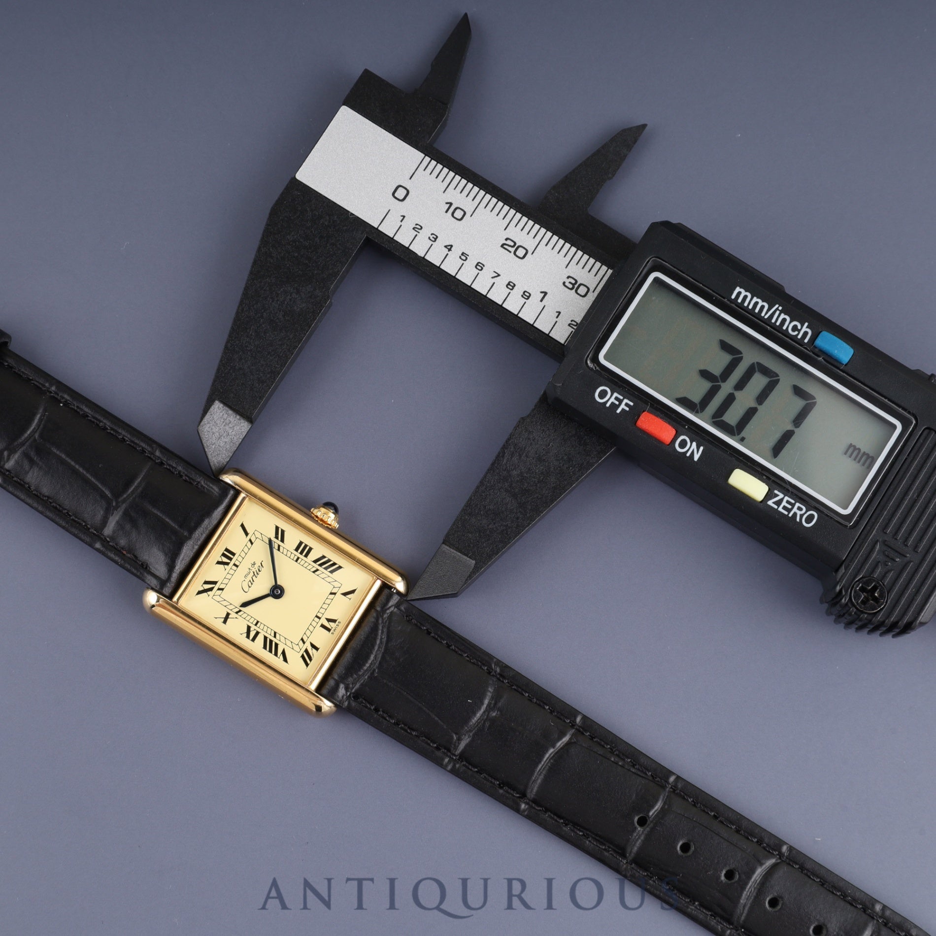 Cartier Must Tank LM 590005 Quartz Caliber 90 SV925 Leather Strap with Genuine GP Buckle Ivory Roman Dial Box and Booklet Overhauled