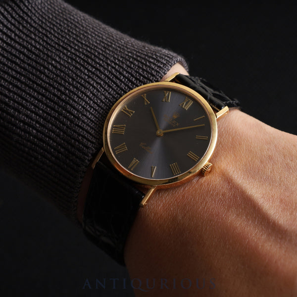 ロレックス チェリーニ 4112 手巻き Cal.1601 750 革 純正尾錠(GP) グレー文字盤 42番台(1974年) 純正替えベルト オーバーホール済み