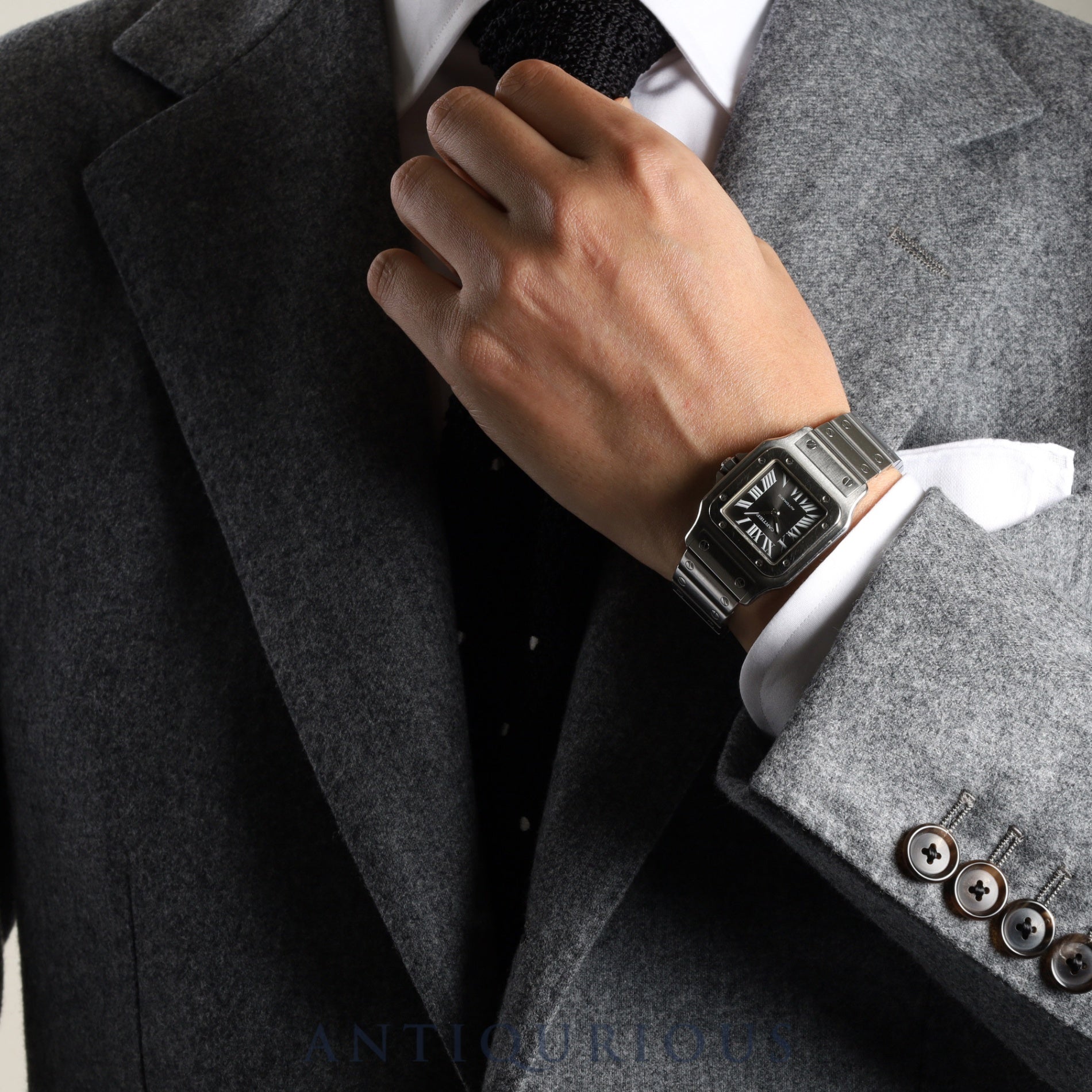 Cartier Santos Galbee LM 2319 Automatic Cal.381A SS SS Gray Roman Dial Overhauled