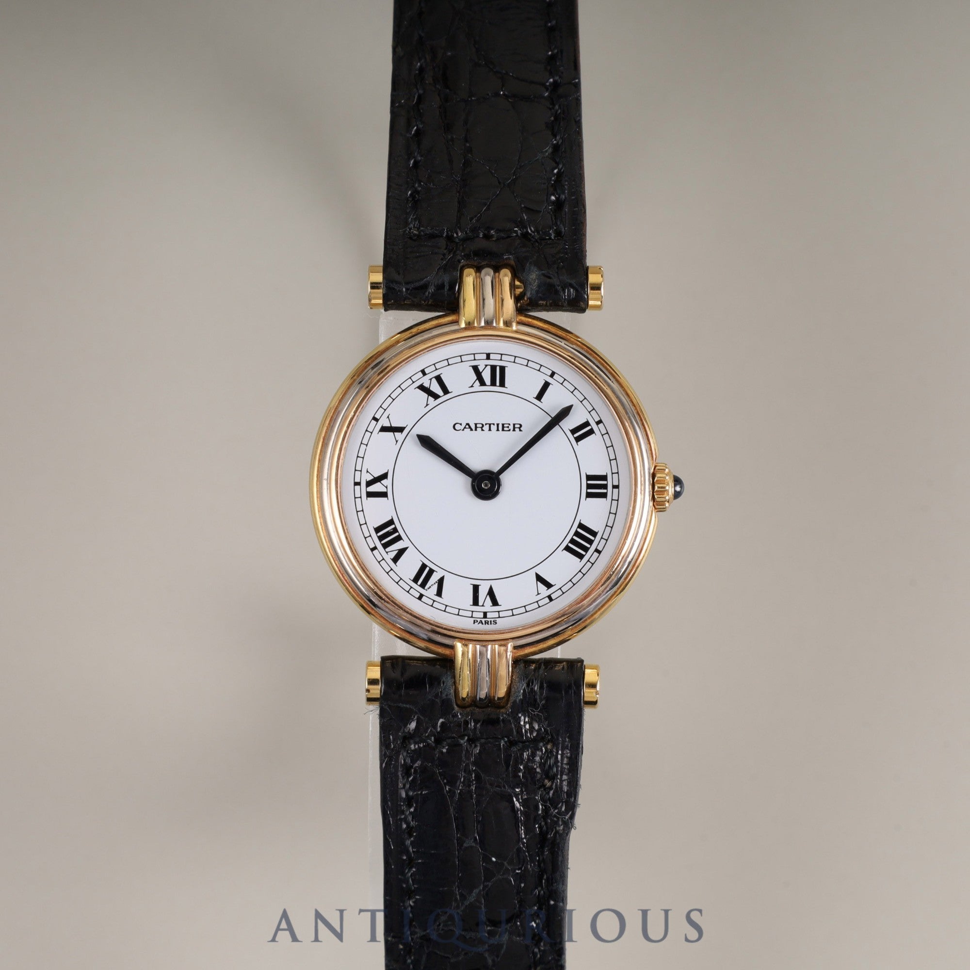 Cartier Vendome VLC SM Trinity 81004 Quartz Cal.81 750 Genuine leather strap Genuine buckle (GP) White Roman dial Overhauled