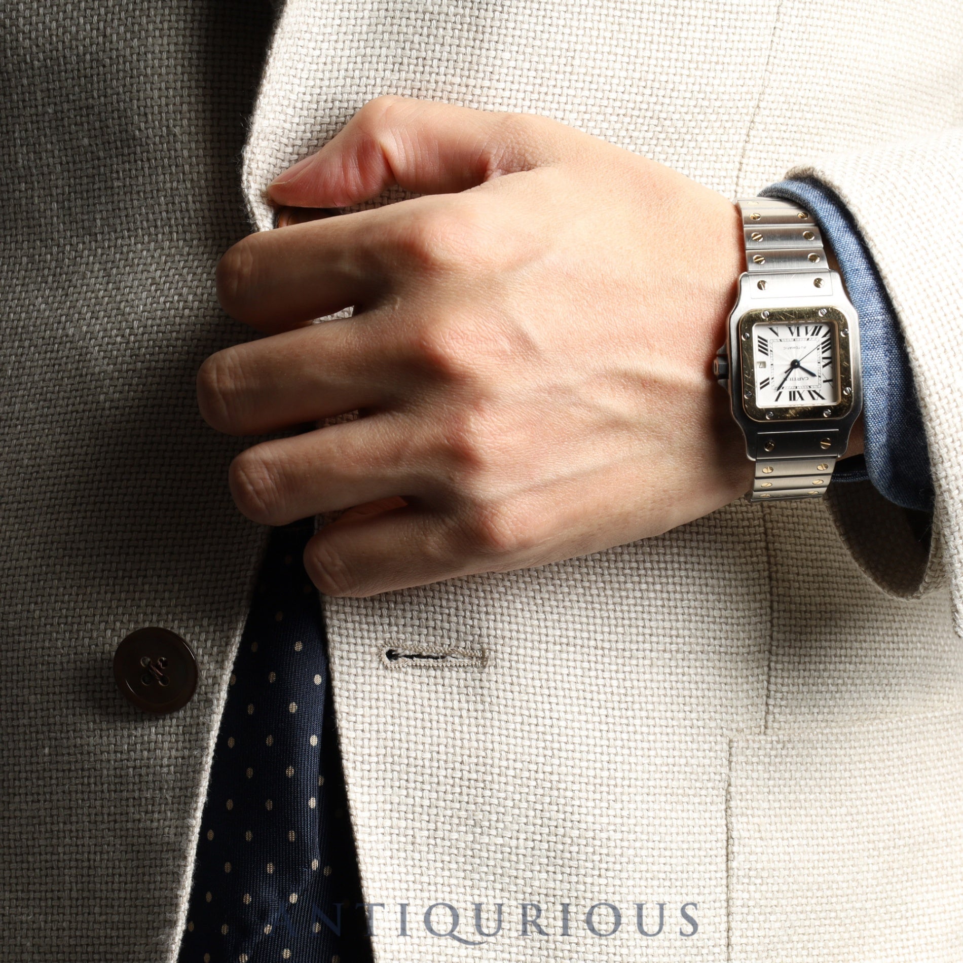 カルティエ サントス ガルベ LM W20058C4 / 2319 自動巻き SS/YG SS/YG シルバーギョーシェ文字盤 カルティエブティックにてコンプリートサービス(フルメンテナンス)済み