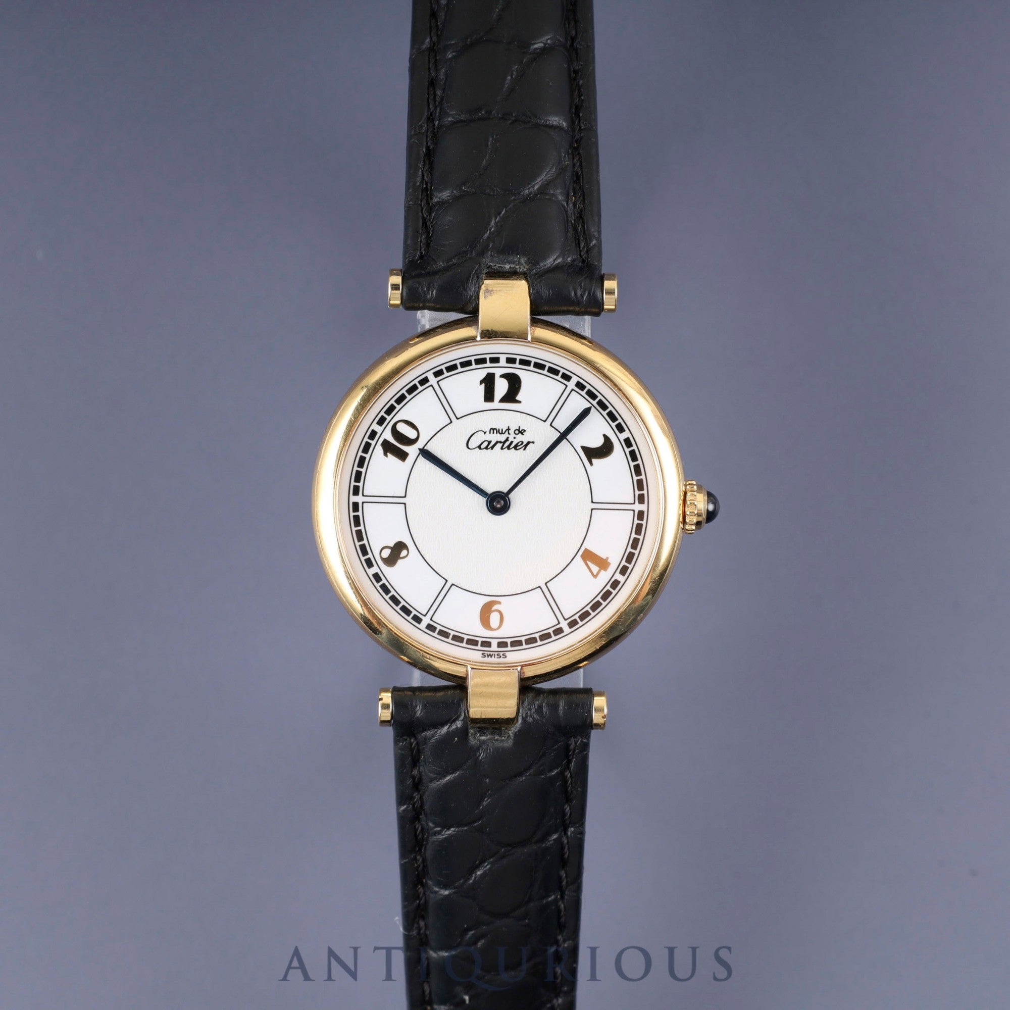 カルティエ マスト ヴァンドーム VLC LM W1009754 / 1861 クォーツ Cal.90 SV925 革 純正Dバックル(GP)飛びアラビア文字盤 オーバーホール済み