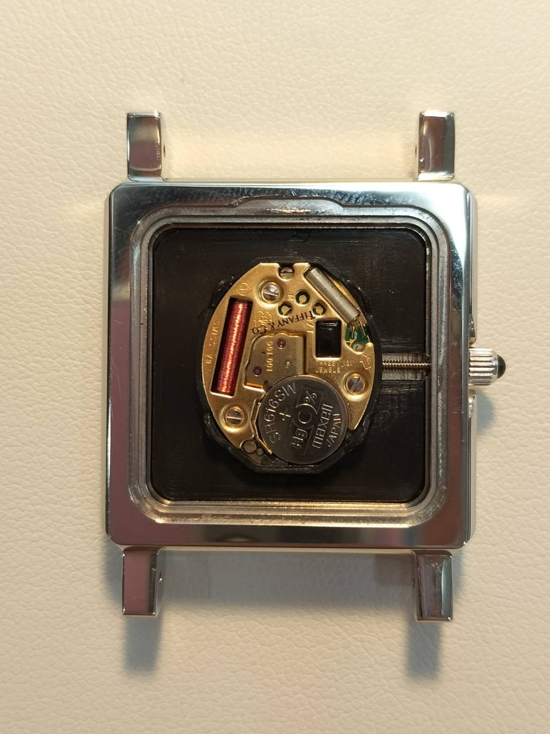 ティファニー クラシックスクエア 525.1030 クォーツ Cal.901.001 SS 純正革ベルト 純正尾錠(SS) ホワイトアラビア文字盤 オーバーホール済み