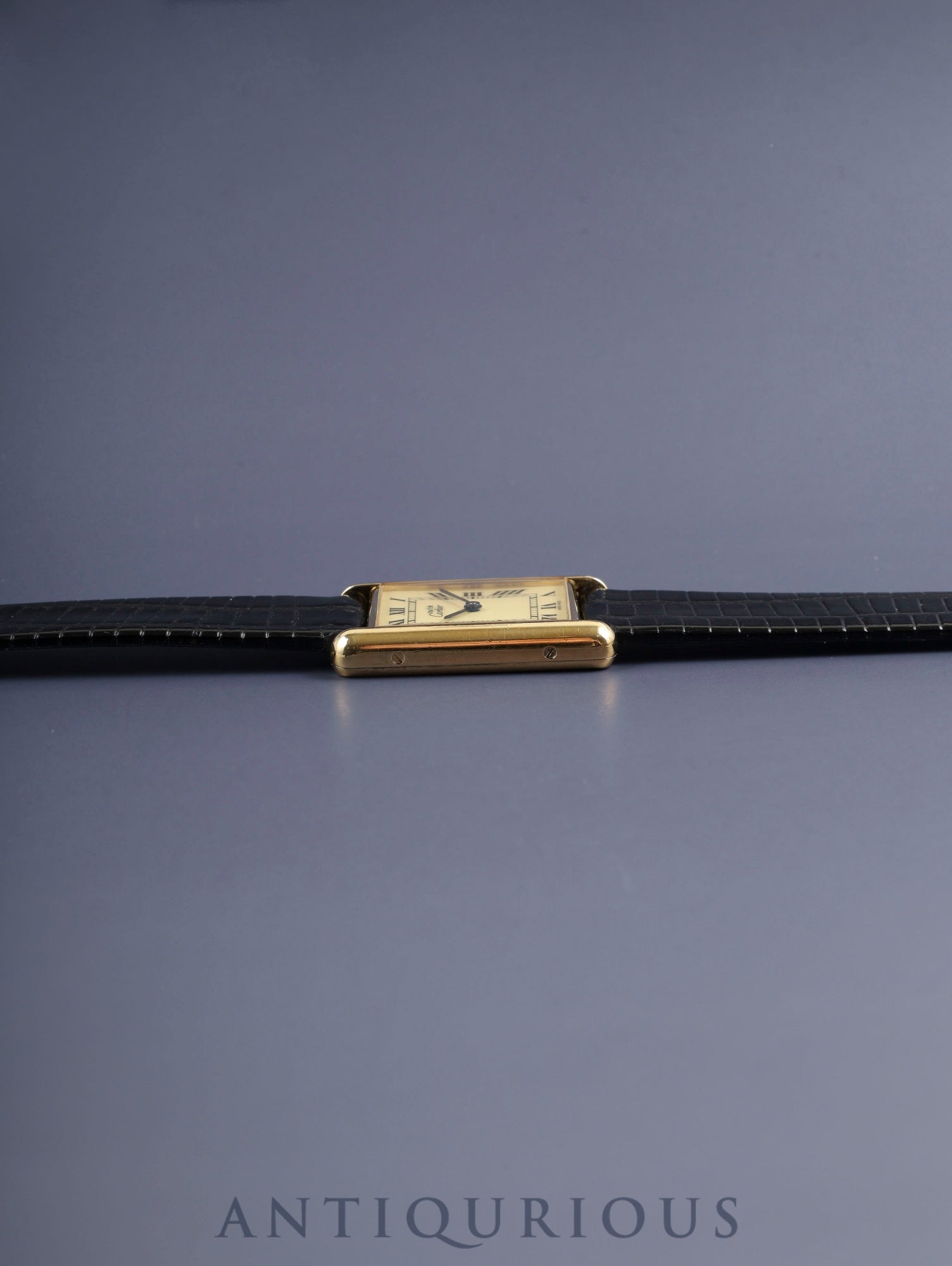 カルティエ マストタンク LM 590005 クォーツ Cal.- SV925 革 純正尾錠(GP) アイボリーローマン文字盤(SWISS MADE表記)カルティエブティックにてコンプリートサービス済み