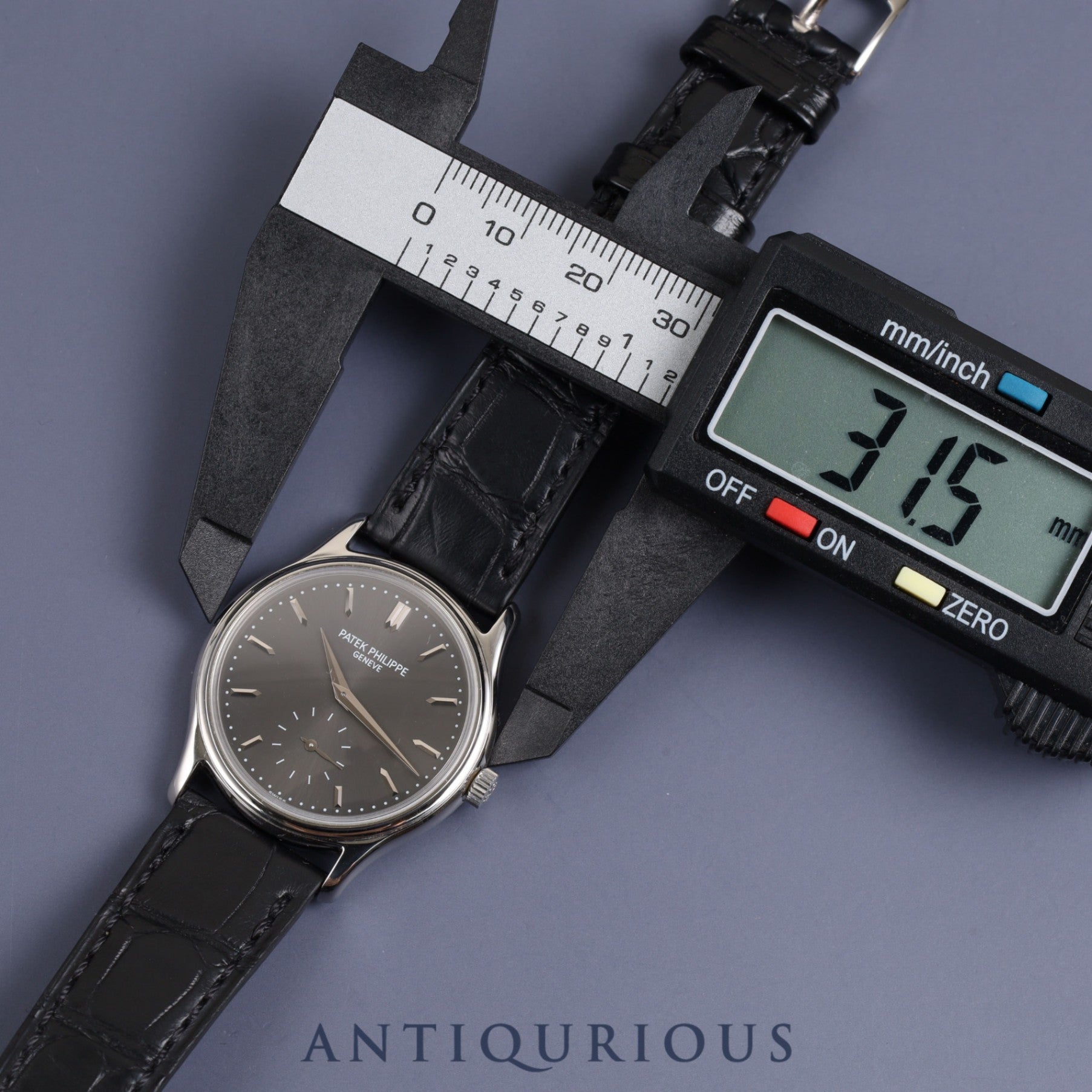 Patek Philippe Calatrava 3923A Manual winding Cal.215 SS Leather Genuine buckle (SS) Grey dial 1987 Repair details included