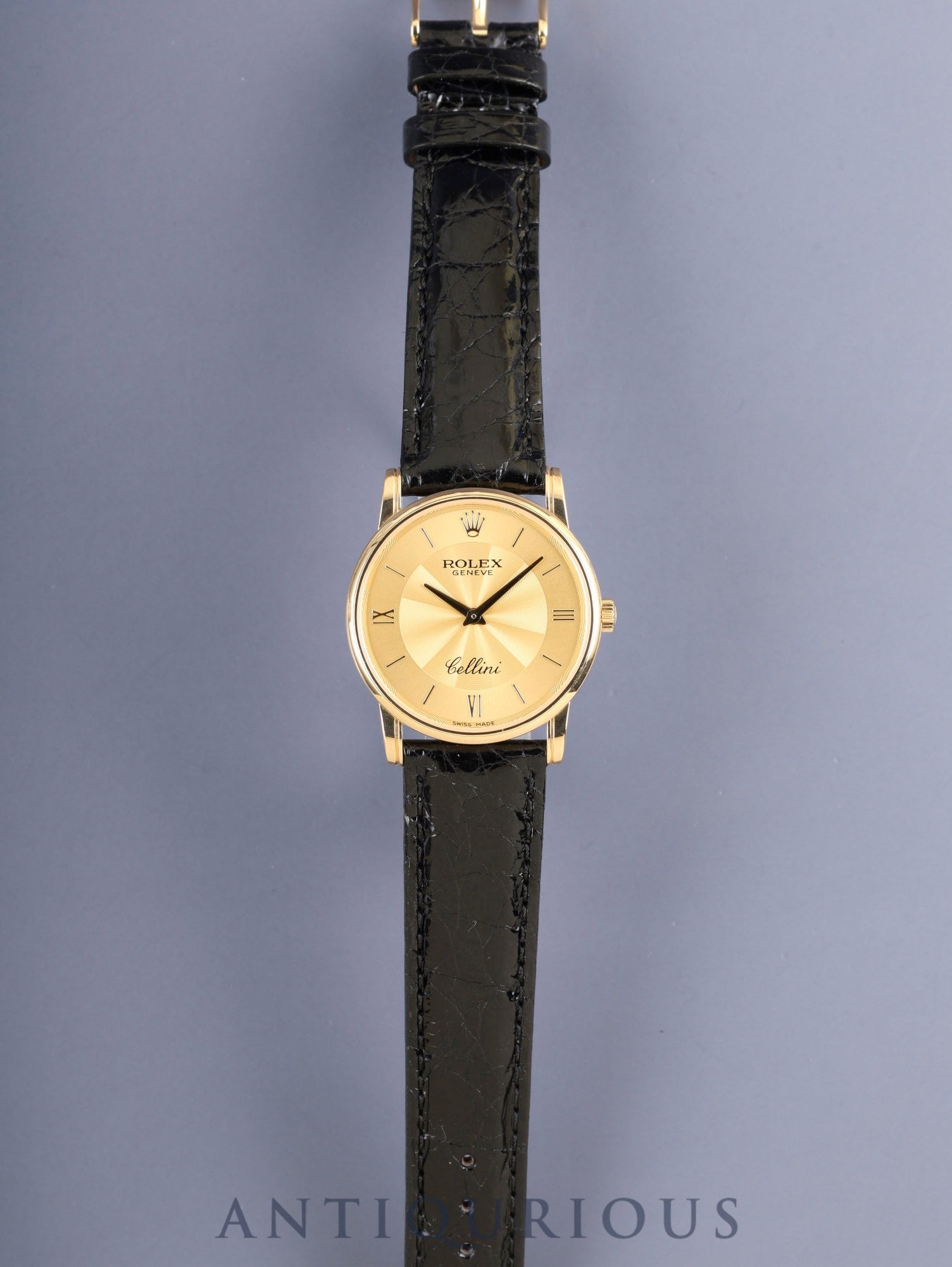 ロレックス チェリーニ 5116/8 手巻き Cal.1602 750YG 革 純正ピンバックル(750)シャンパンギョーシェ文字盤 32mm M番台(2007年~2008年)ケース カードホルダー 冊子 保証書(2008年/個人名修正跡) オーバーホール済み