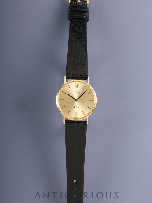 ロレックス チェリーニ 3833 手巻き Cal.1600 750 革 純正尾錠(GP) シャンパン文字盤 31番(1971年)オーバーホール済み