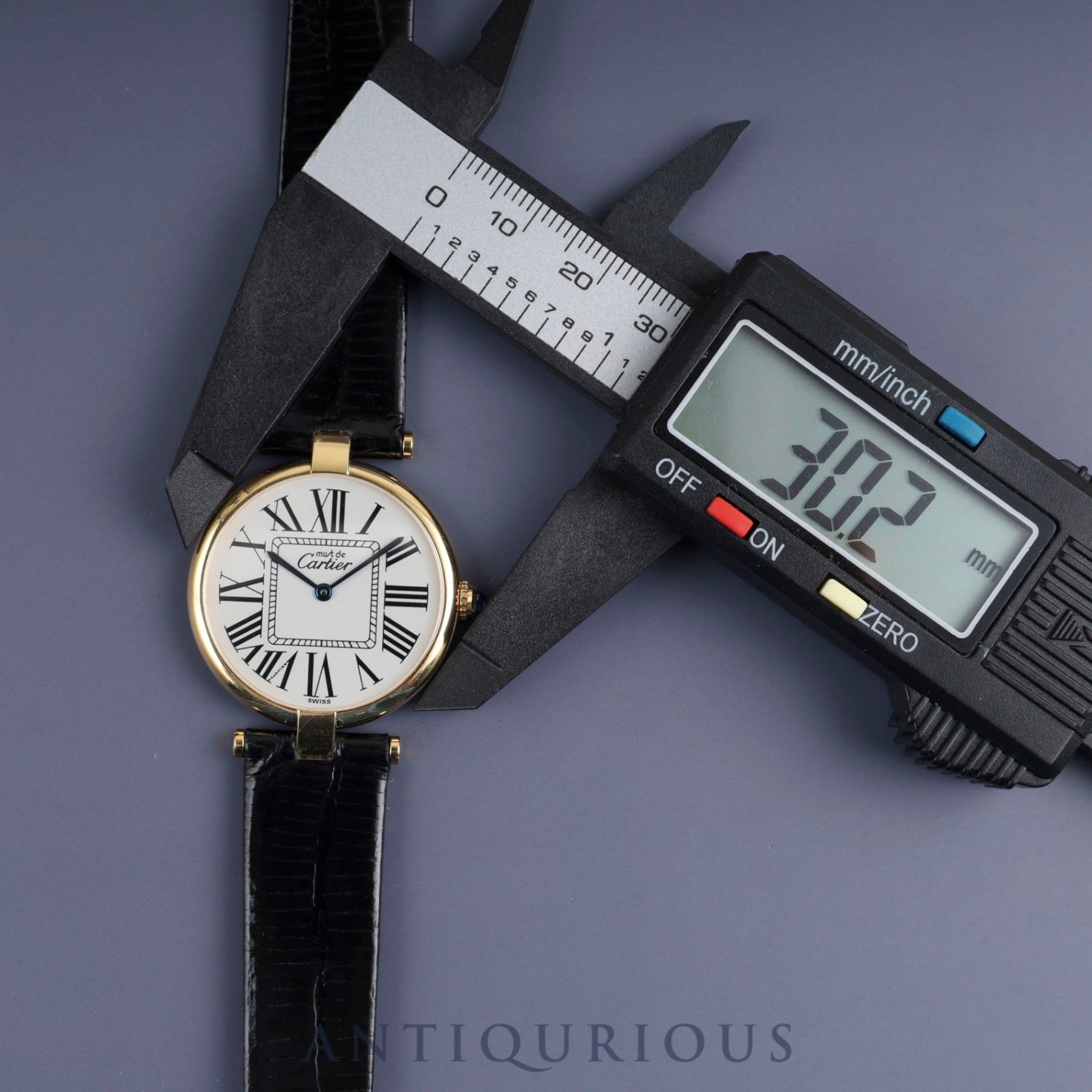 カルティエ マスト ヴァンドーム VLC LM 590003 クォーツ SV925 革 純正尾錠(GP) オパラン文字盤 カルティエブティックにてコンプリートサービス済み