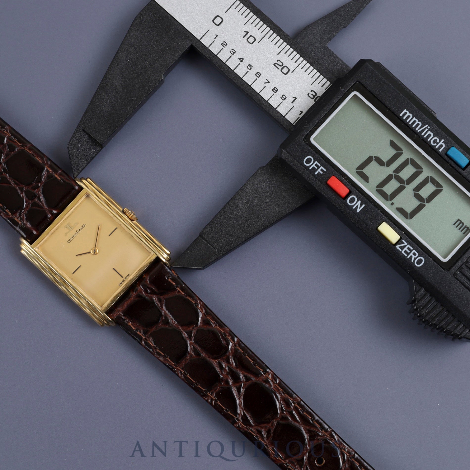 Jaeger-LeCoultre Rectangular 6149.21 Manual winding 750YG Leather Aftermarket buckle (GP) Gold dial Overhauled