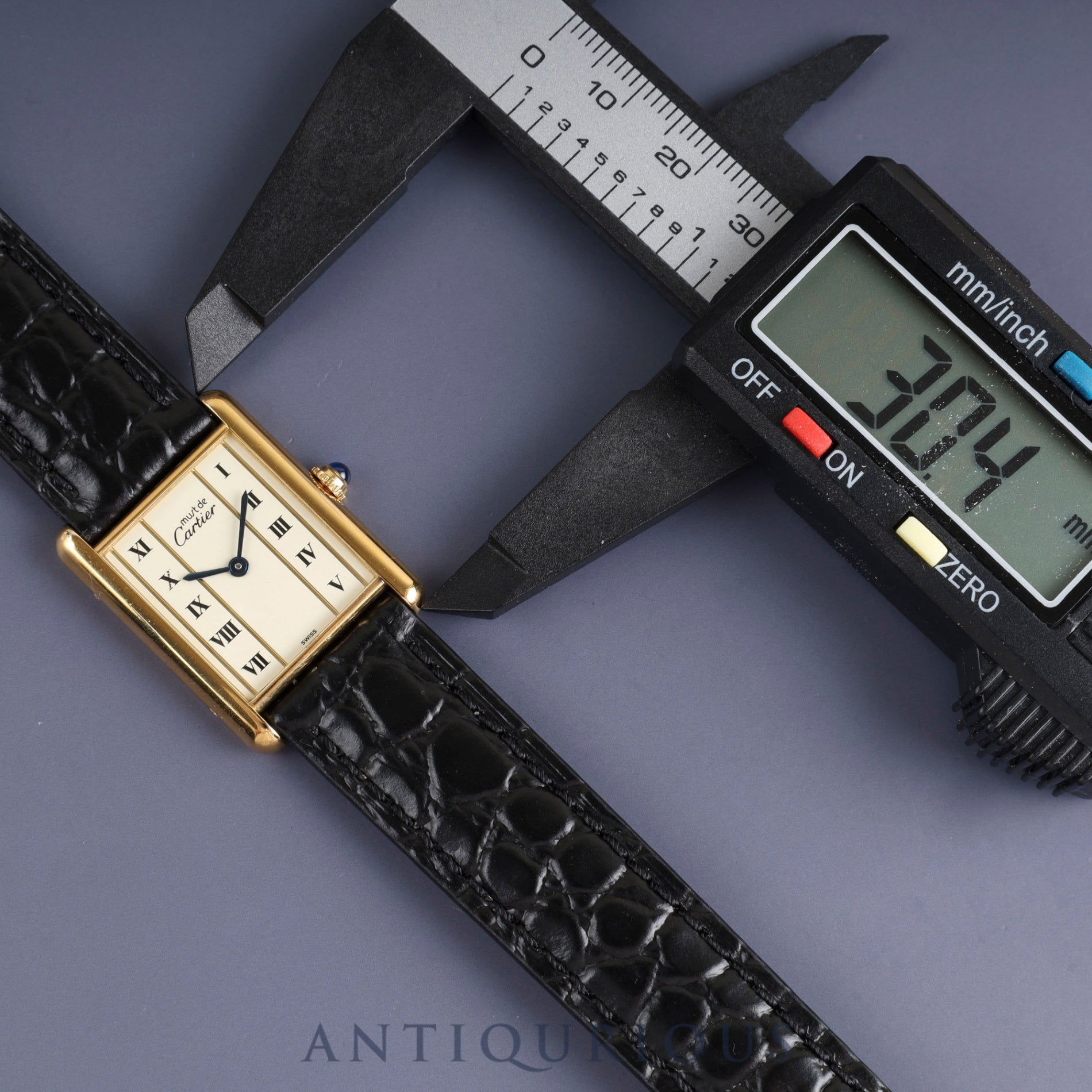 Cartier Must Tank LM 590005 Quartz Cal.90 SV925 Leather Genuine Buckle (GP) Straight Roman Dial Overhauled