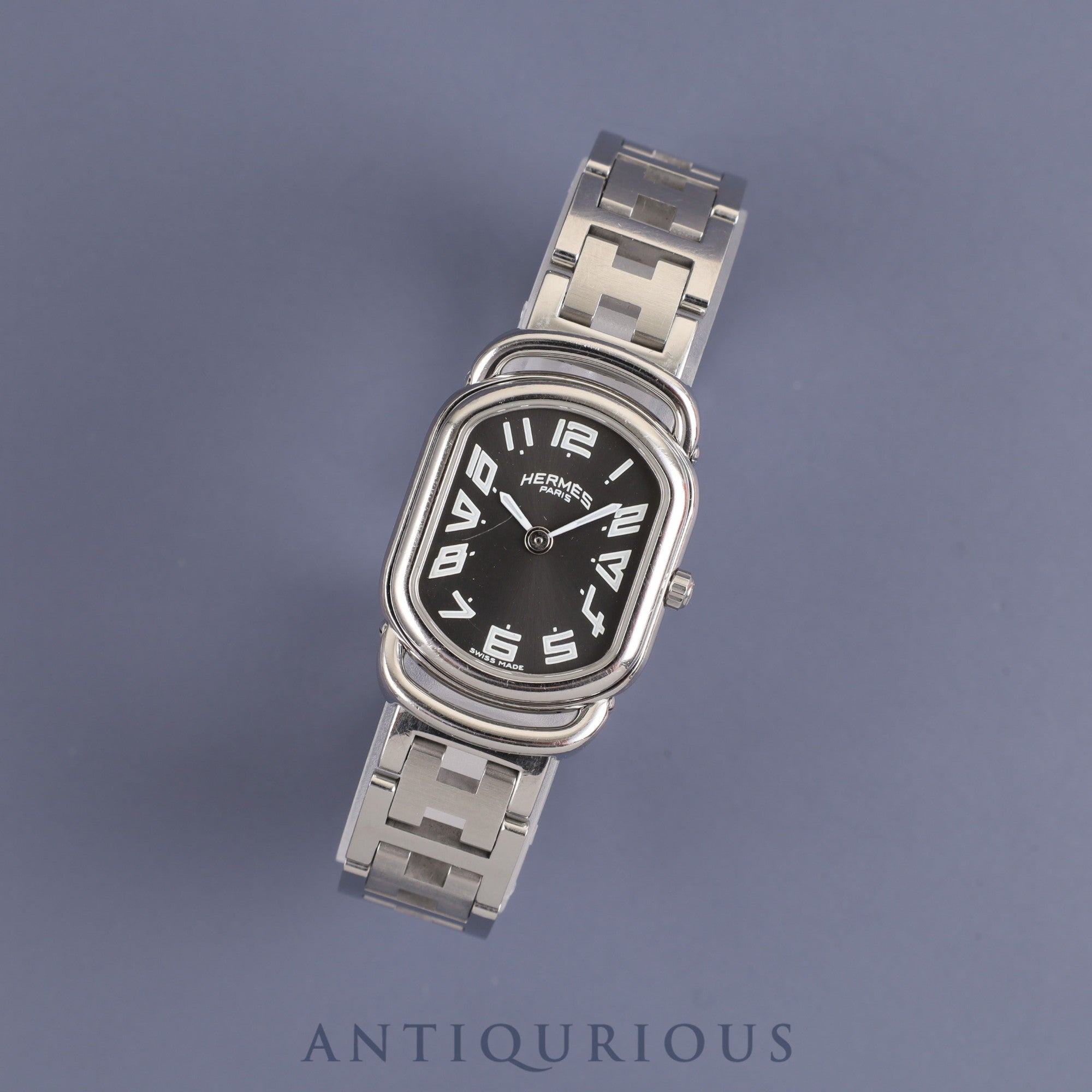Hermes Rally RA1.210 Quartz Cal.976.001 SS Grey Dial Warranty (2005) Box Overhauled