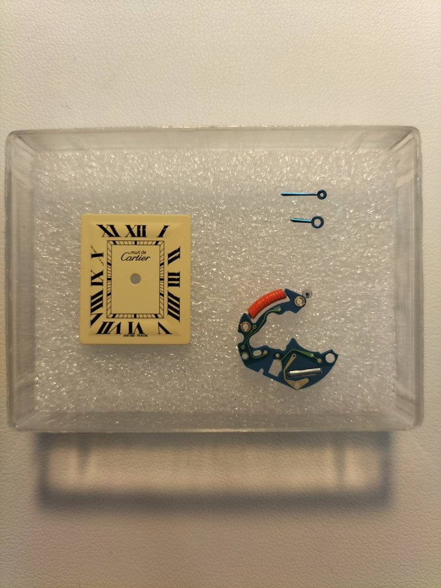 Cartier Must Tank MM 2415 Quartz Caliber 057 SV925 Leather Watch with Genuine D-buckle (GP) Ivory Roman Dial (SWISS MADE Marking) Circa 1990-2004 Box Warranty Card Overhauled