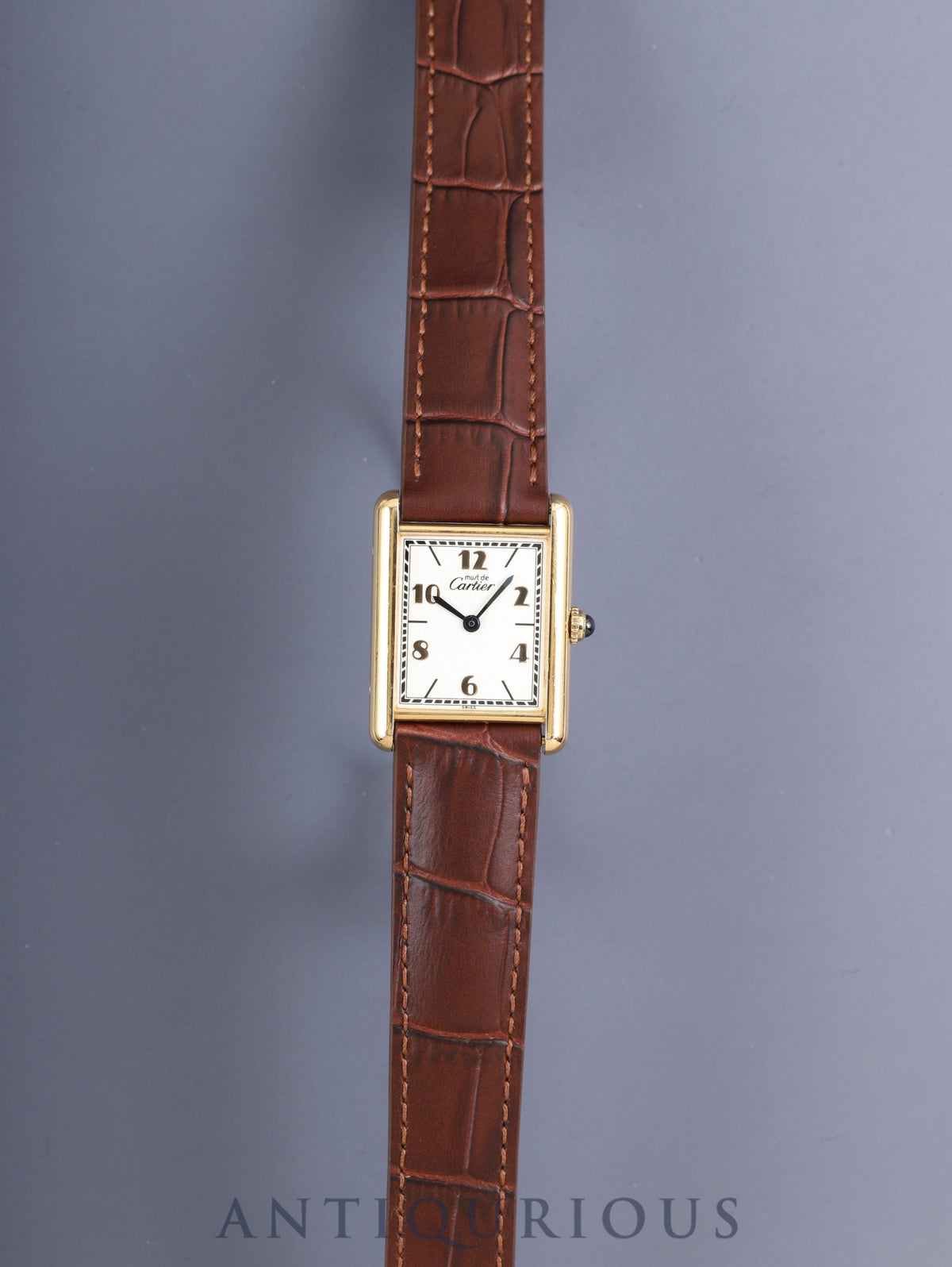 Cartier Must Tank LM 590005 Quartz Cal.690 SV925 Leather Genuine D-Buckle (GP) Exploding Arabic CC Dial (SWISS marking) Overhauled