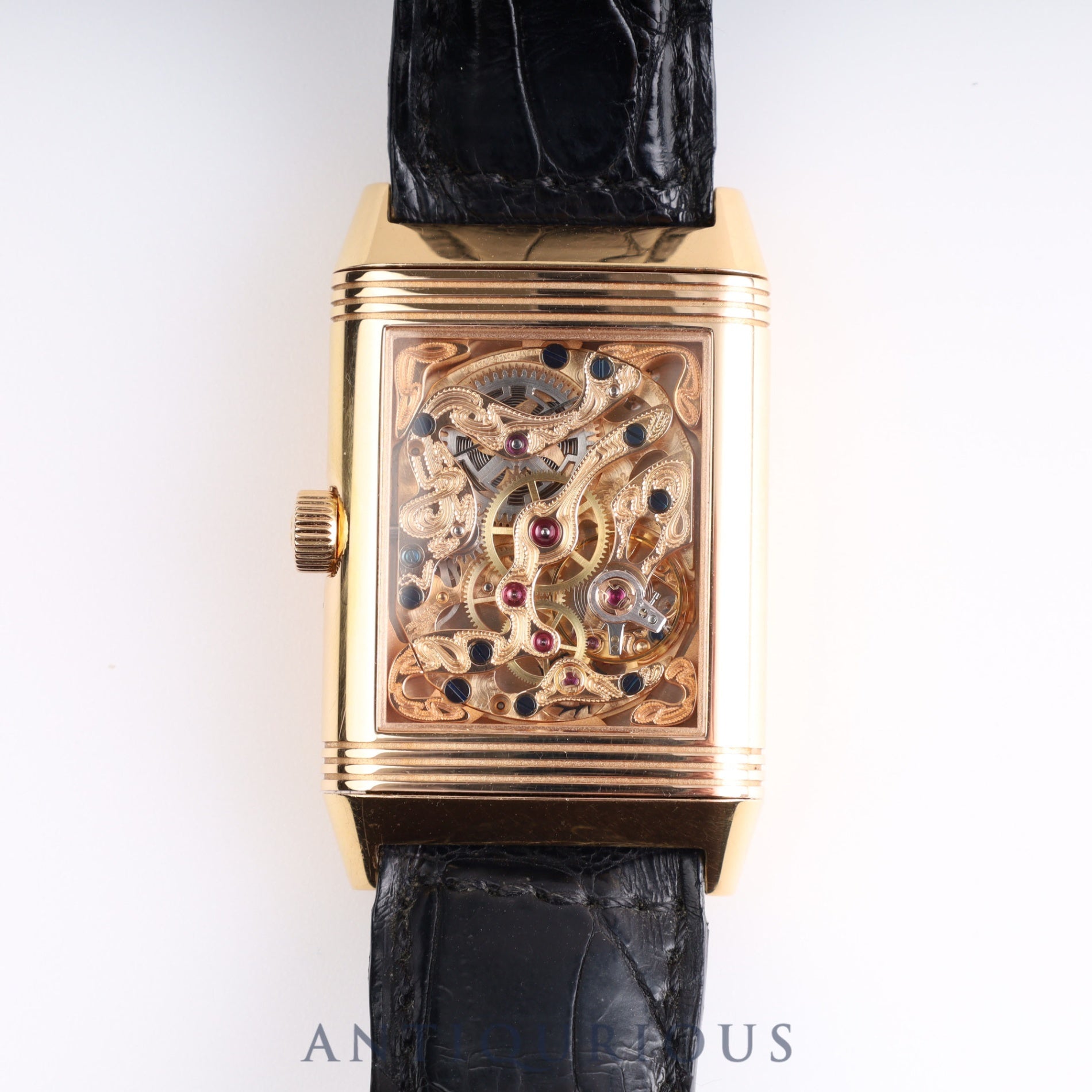 Jaeger-LeCoultre Big Reverso Art Deco 270.2.62 Manual winding Cal.822AD PG Genuine leather strap Genuine buckle (750) Silver / Skeleton dial Box
