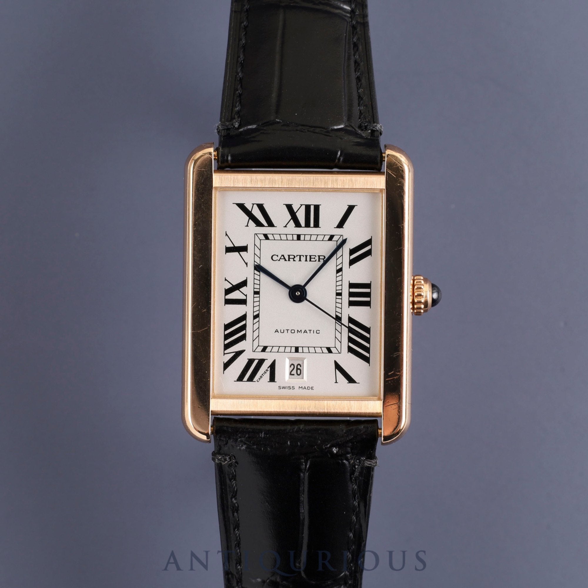 カルティエ タンクソロ XL W5200026 / 3514 自動巻き Cal.049 YG×SS 革 社外尾錠(GP)ホワイトローマン文字盤 箱 保証書(2013年)オーバーホール済み カルティエブティックにてコンプリートサービス済み