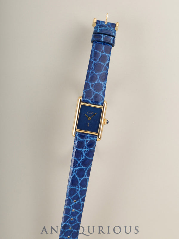 カルティエ マストタンク SM 手巻き Cal.78-1 SV925 革 純正ピンバックル(GP) ラピスラズリ文字盤(SWISS表記) オーバーホール済み