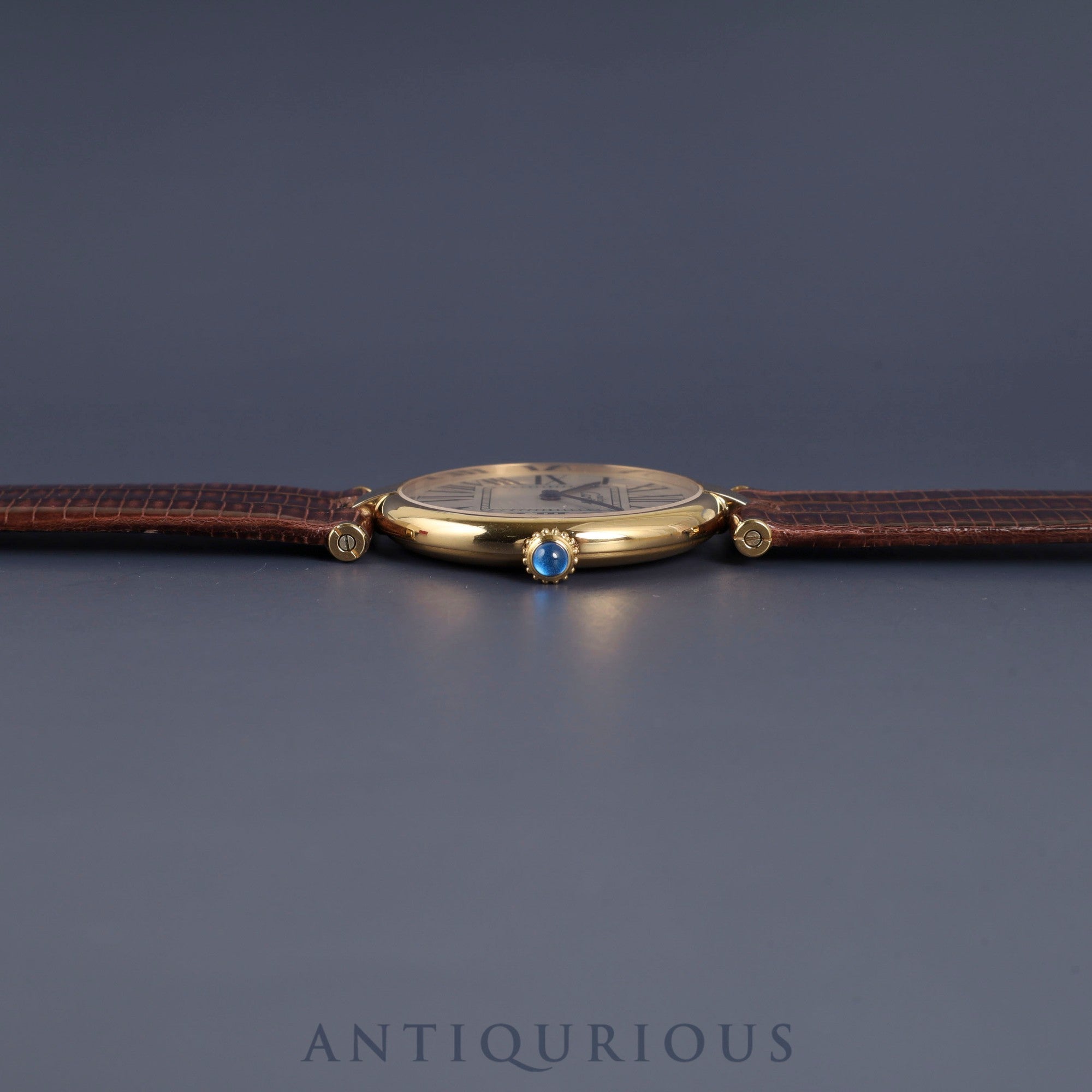 Cartier Must Vendôme VLC LM 590003 Quartz Caliber 90 SV925 Leather Strap with Genuine GP Buckle, Opalescent Dial, Box, Warranty Card (1992) and Booklet, Overhauled