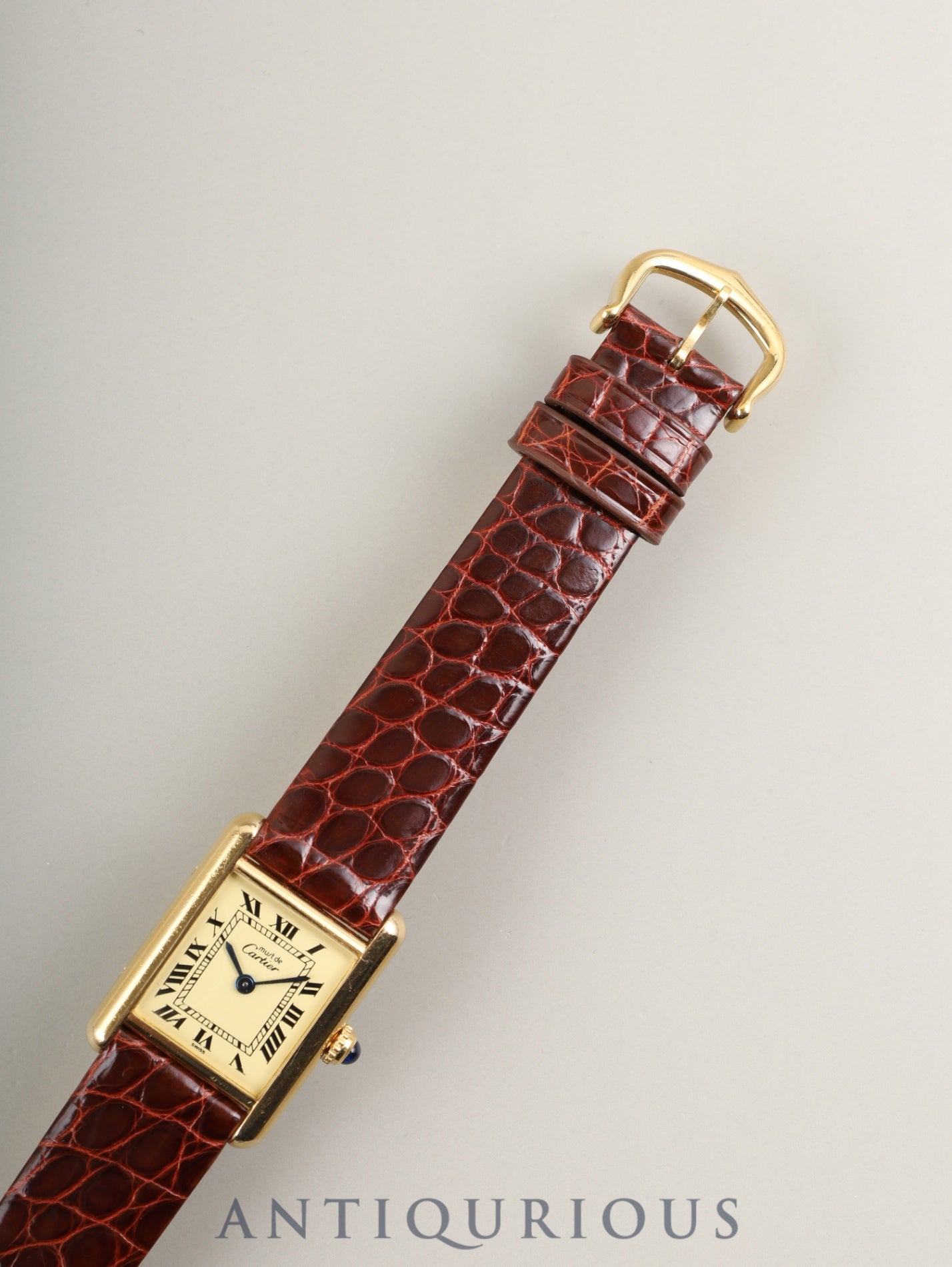 カルティエ マストタンク SM 5057001 クォーツ Cal.057 SV925 革 純正尾錠(GP)アイボリーローマン文字盤(SWISS表記) オーバーホール済み