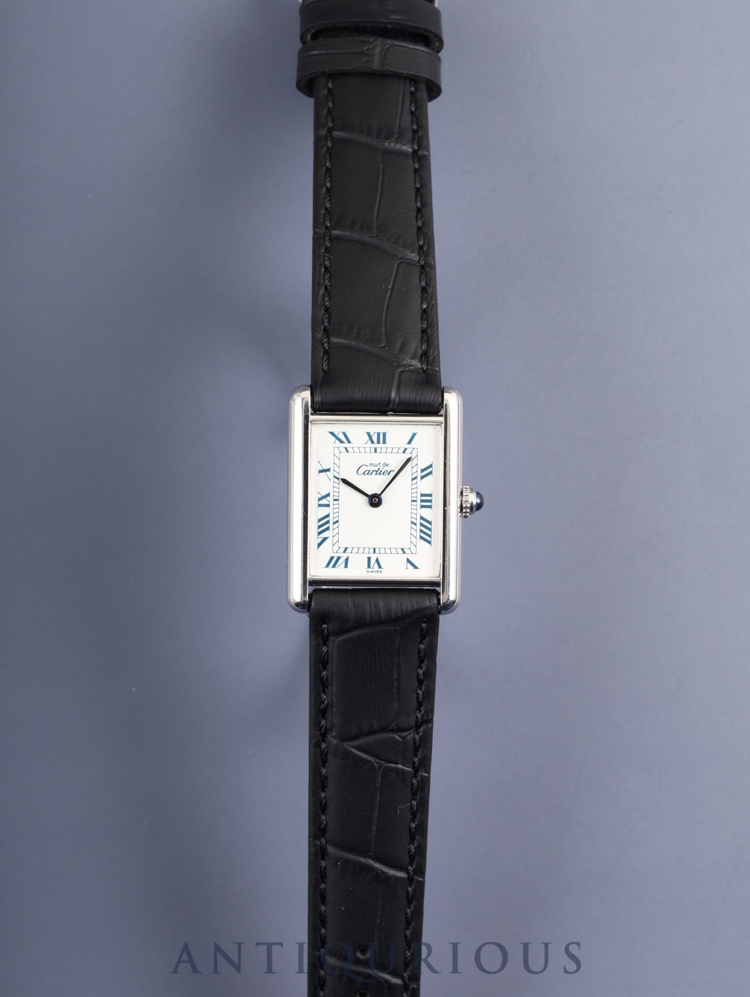 Cartier Must Tank LM 690006 Quartz Caliber 90 SV925 Leather Strap with Genuine Stainless Steel Buckle, White Roman Dial (SWISS Marking), Overhauled