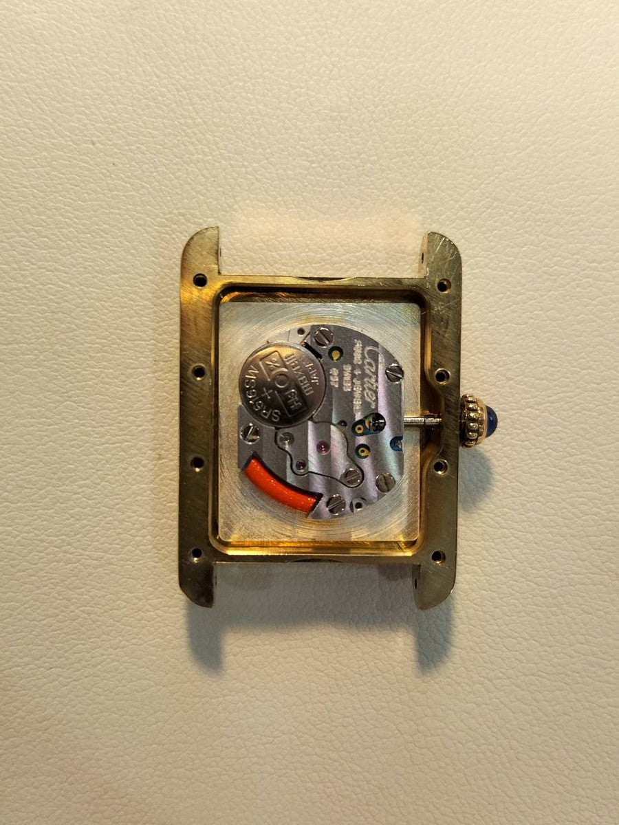 カルティエ マストタンク MM 2415 クォーツ Cal.- SV925 革 純正尾錠(GP) アイボリーローマン文字盤 冊子 オーバーホール済み