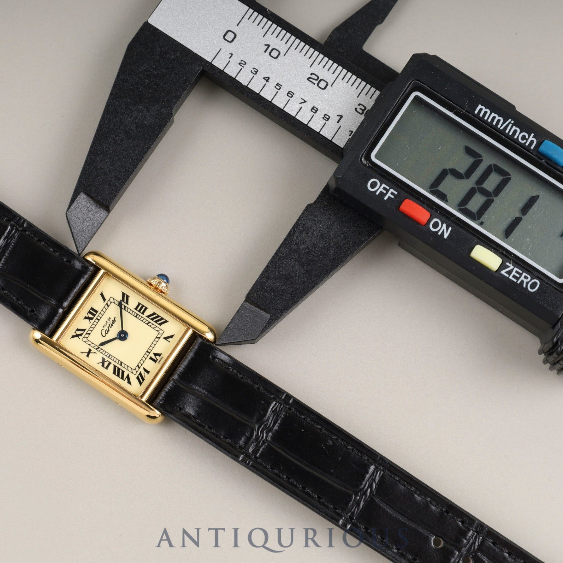 カルティエ マストタンク SM 5057001 クォーツ Cal.057 SV925 革 純正尾錠(GP) アイボリーローマン文字盤 オーバーホール済み