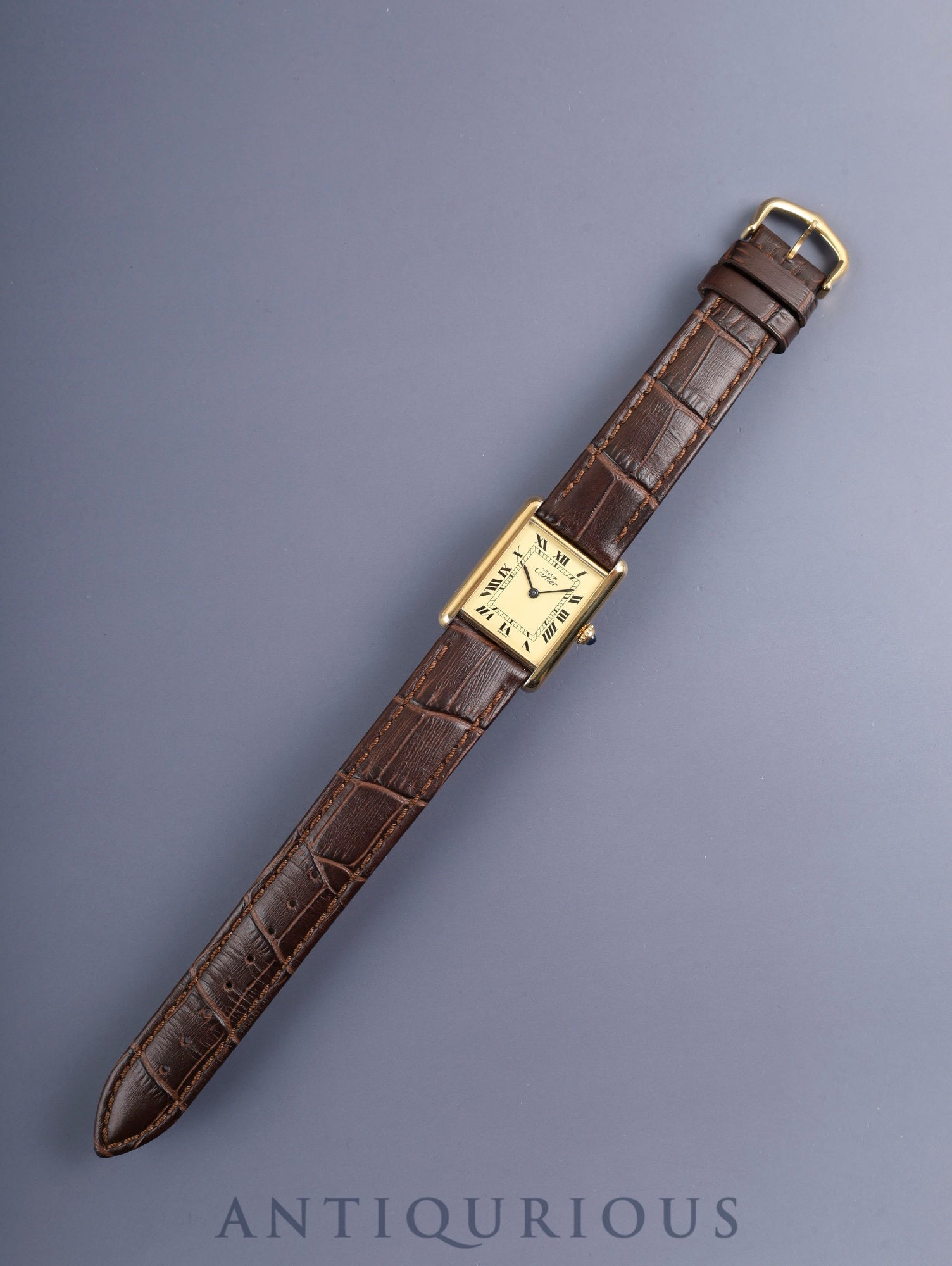 Cartier Must Tank LM 590005, Quartz, Caliber 690, SV925, Leather, Genuine GP Buckle, Ivory Roman Dial (SWISS Marking), Circa 1982-1995, Booklet, Warranty Card (1993), Cartier Repair Details (Complete Service / 2005), Overhauled