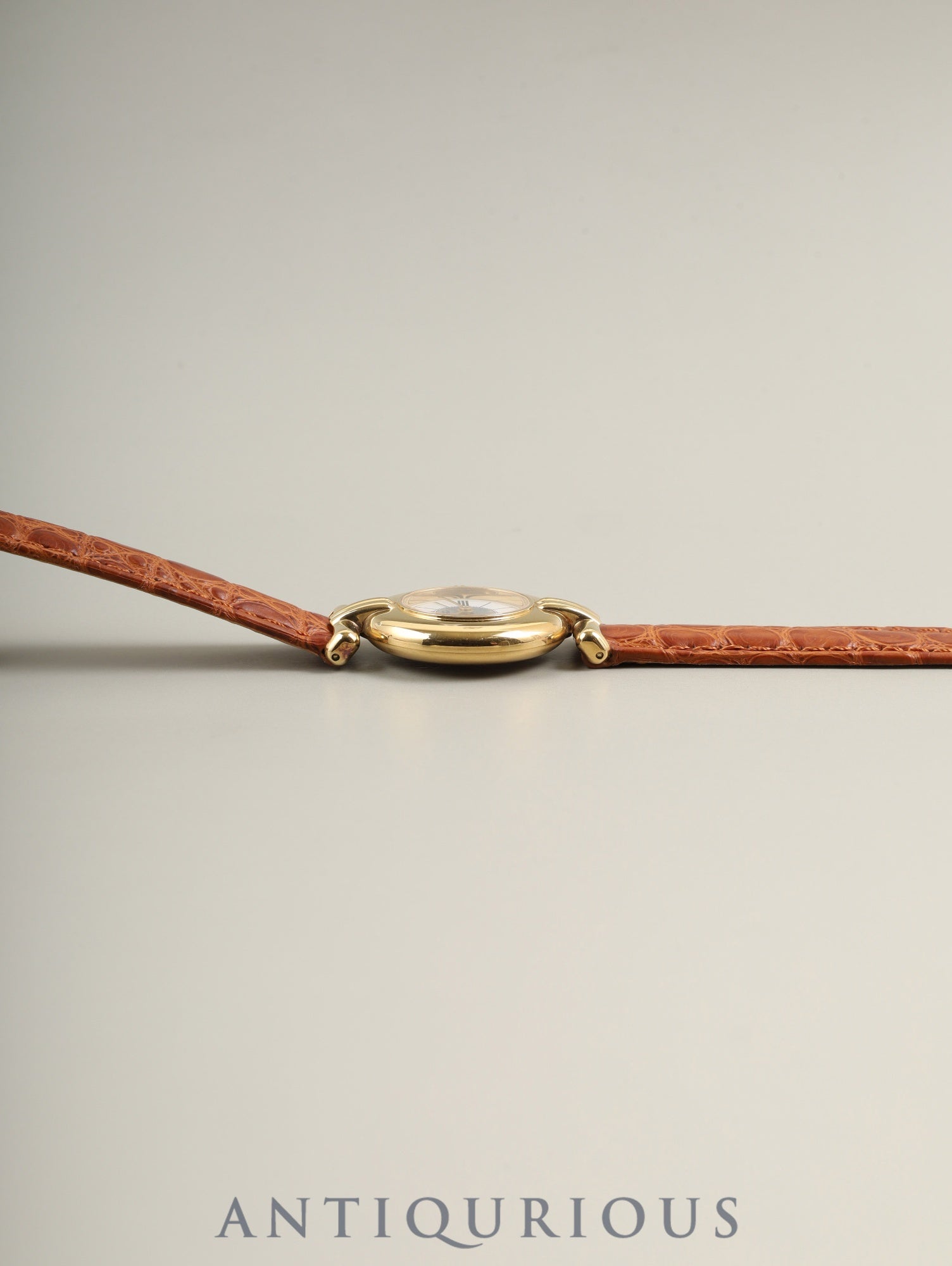 カルティエ マストコリゼ W1006654 / 590002 クォーツ Cal.90 SV925 革 純正Dバックル(GP) センターグレー飛びローマン文字盤 冊子 保証書(1991年)オーバーホール済み